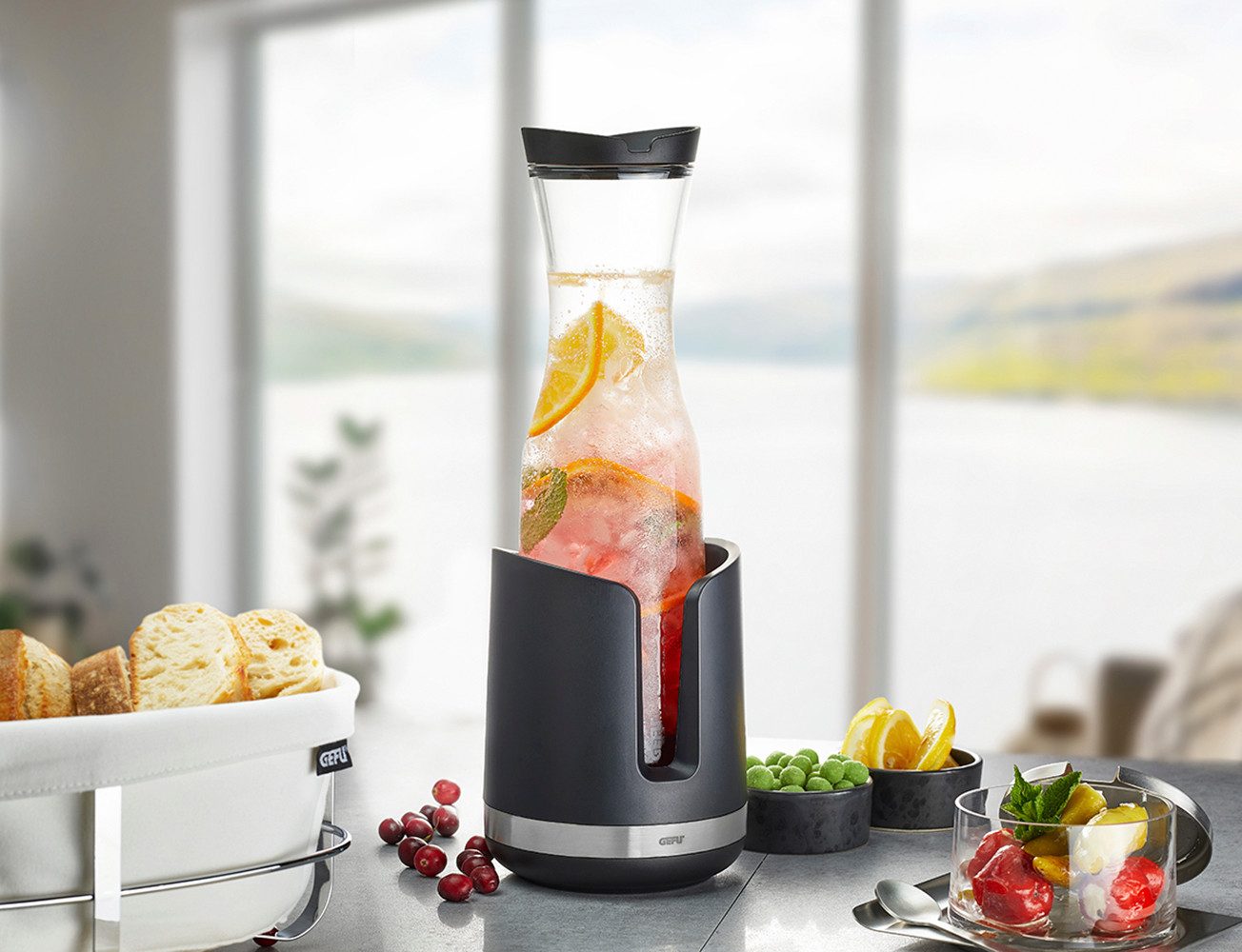 GEFU Karaf Smartline mondgeblazen borosilicaatglas, aroma-dichte deksel (2-delig)