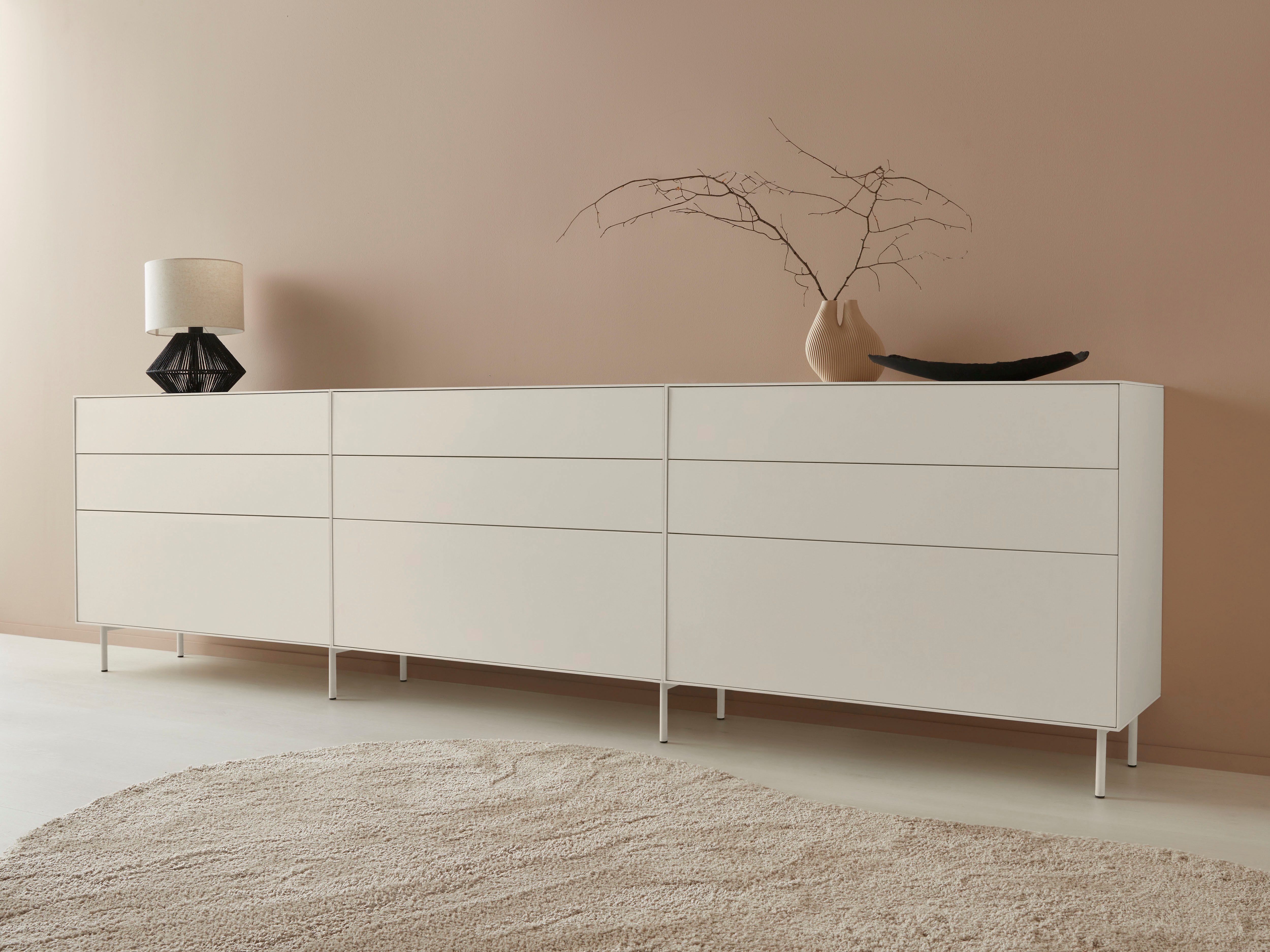 LeGer Home by Lena Gercke Dressoir Essentials Breedte: 335 cm, MDF gelakt, push-to-open-functie (3 stuks)