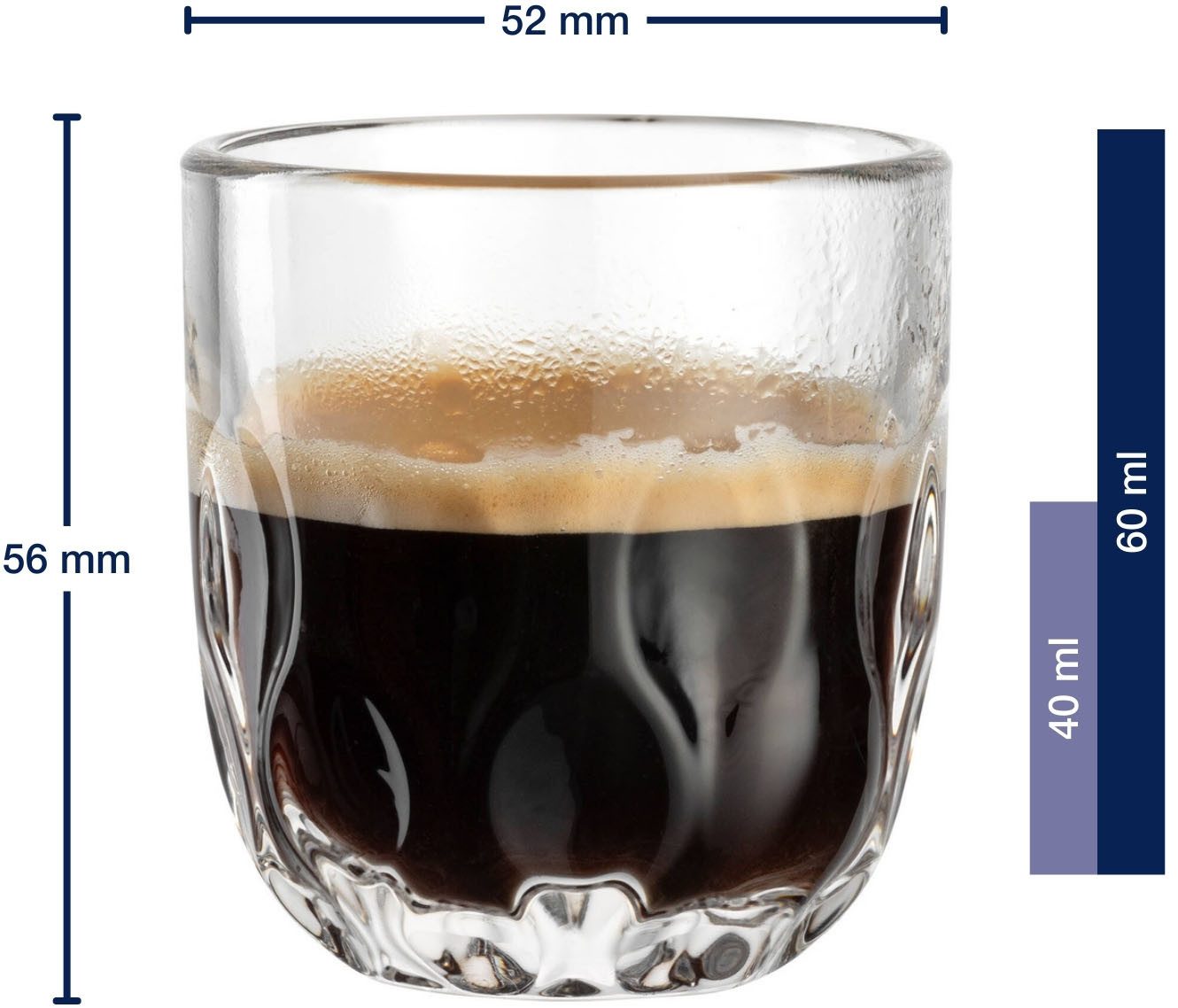 LEONARDO Glazenset Espresso set GOCCE, 90 ml, 6-delig 3 glazen met verschillend druppelreliëf, incl. kurken onderzetters (set)