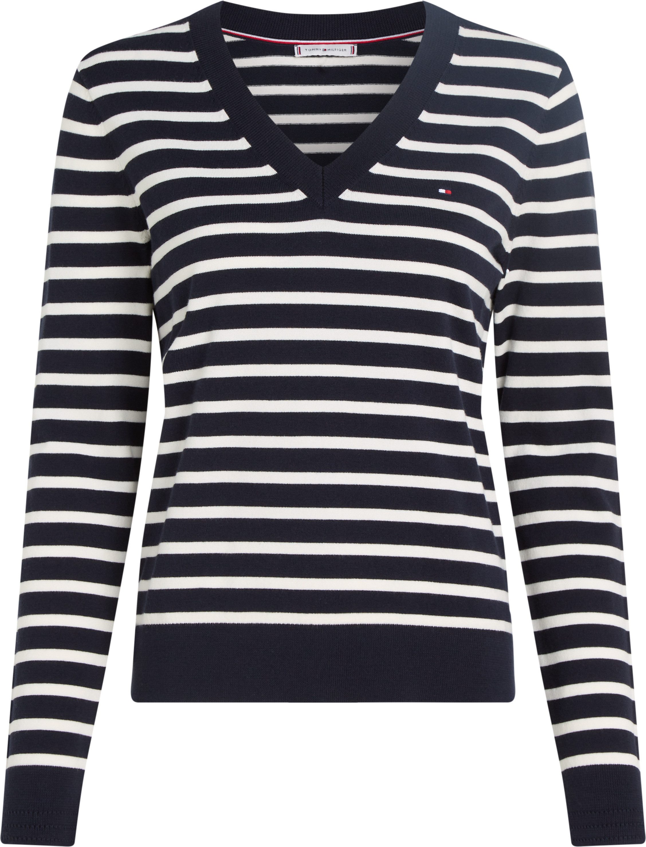 Tommy Hilfiger Trui met V-hals CO JERSEY STITCH V-NK SWEATER met V-hals en rib