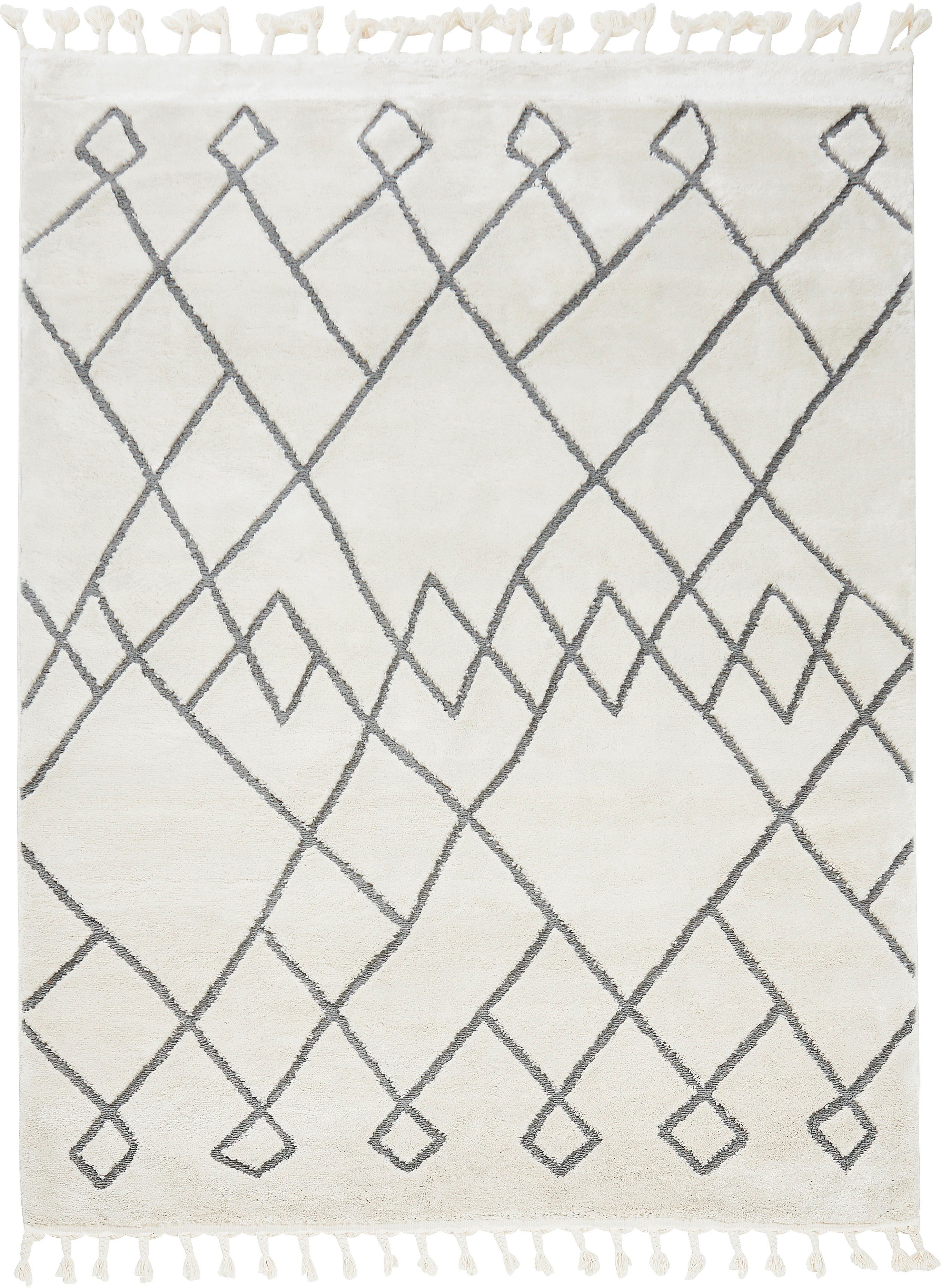 done. Vloerkleed Sea modern scandi ontwerp, geruit, hoog-laag effect, met franjes moderne vloerkleden maat -