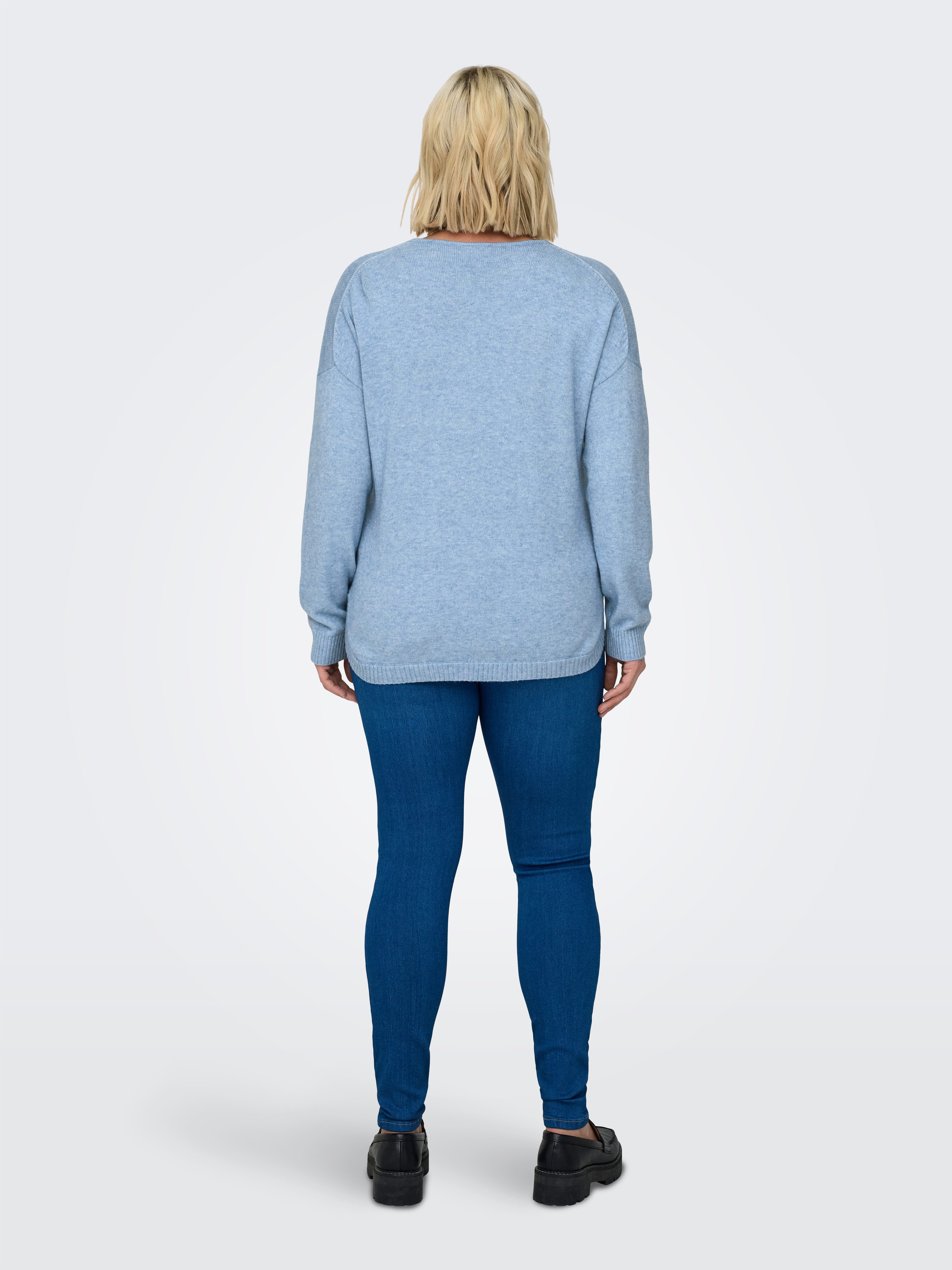 ONLY CARMAKOMA Trui met V-hals CARMARGARETA LS PULLOVER KNT NOOS