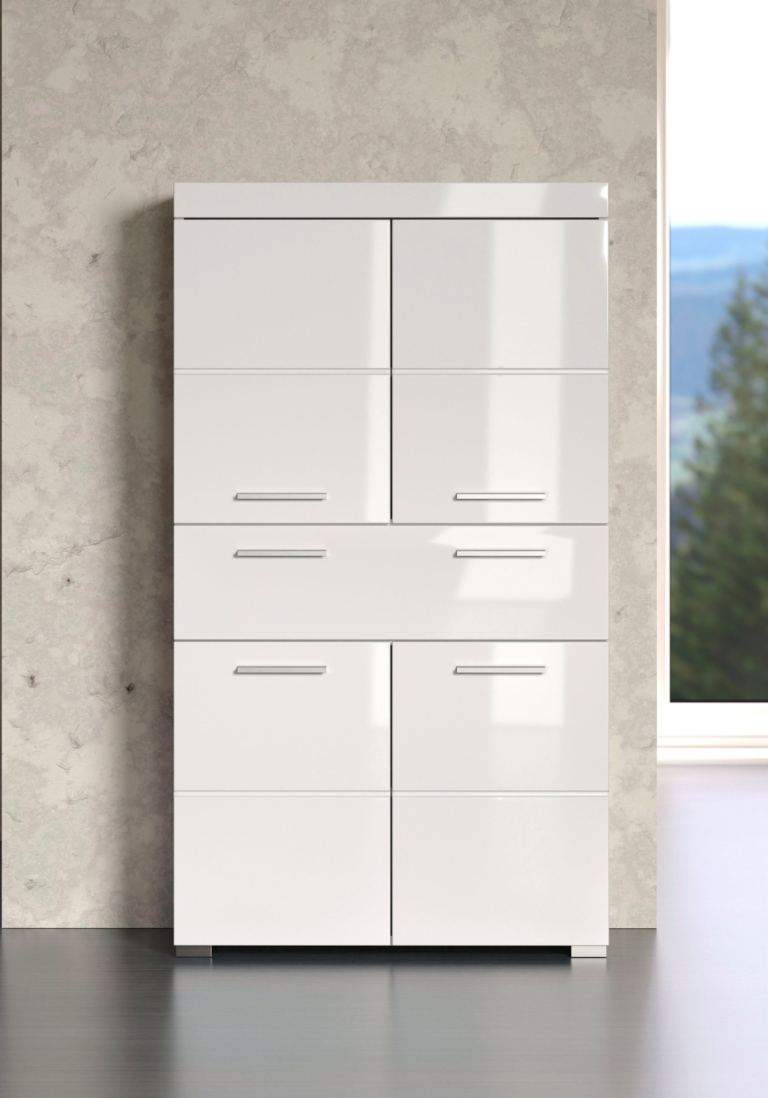 INOSIGN Halfhoge kast Avena Badkamerkast met 1 lade en 4 deuren - afmetingen (B/D/H) 73/31/130 cm