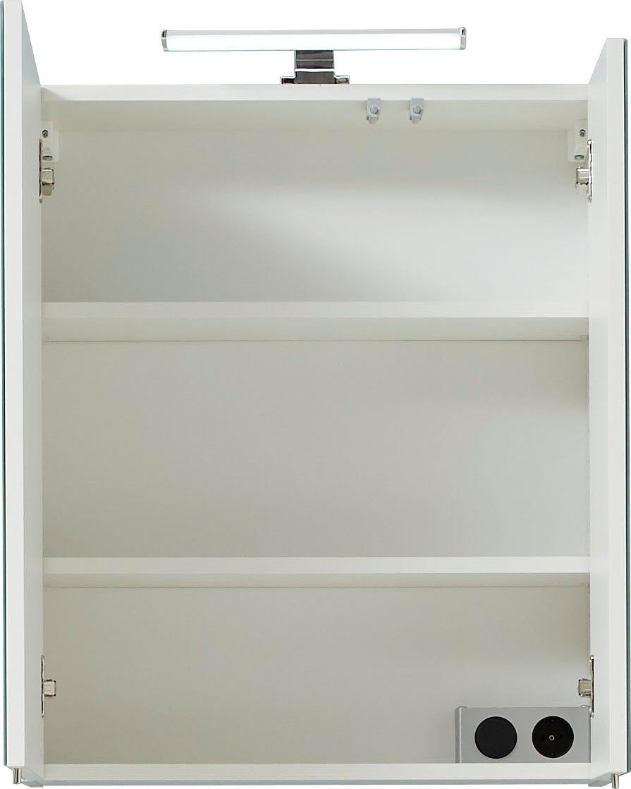 Saphir Spiegelkast Quickset badkamerspiegelkast incl. LED bovenverlichting 60 cm breed, incl. deurdemper, 2 spiegeldeuren, met stopcontact