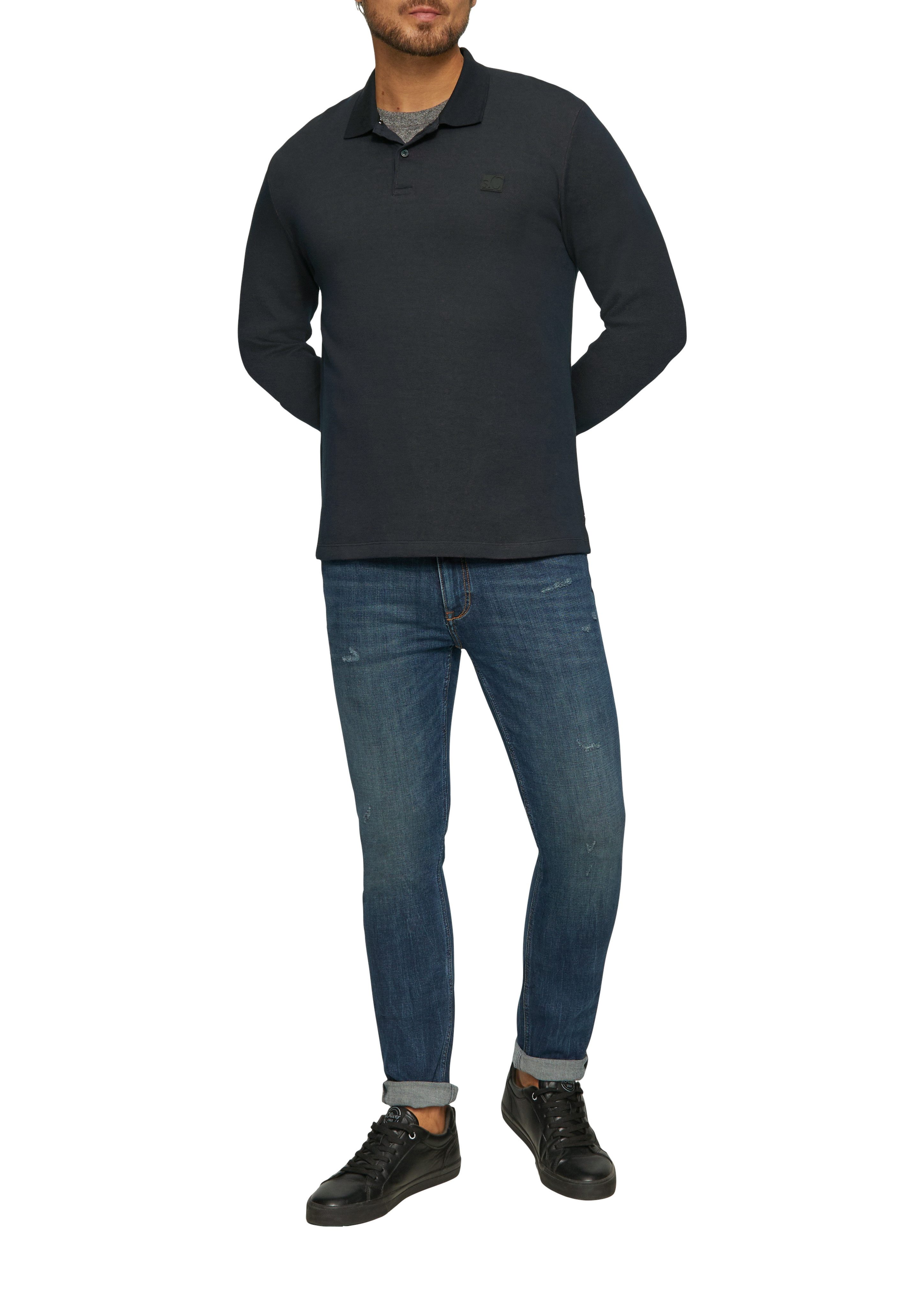 s.Oliver Poloshirt met lange mouwen met logo-badge