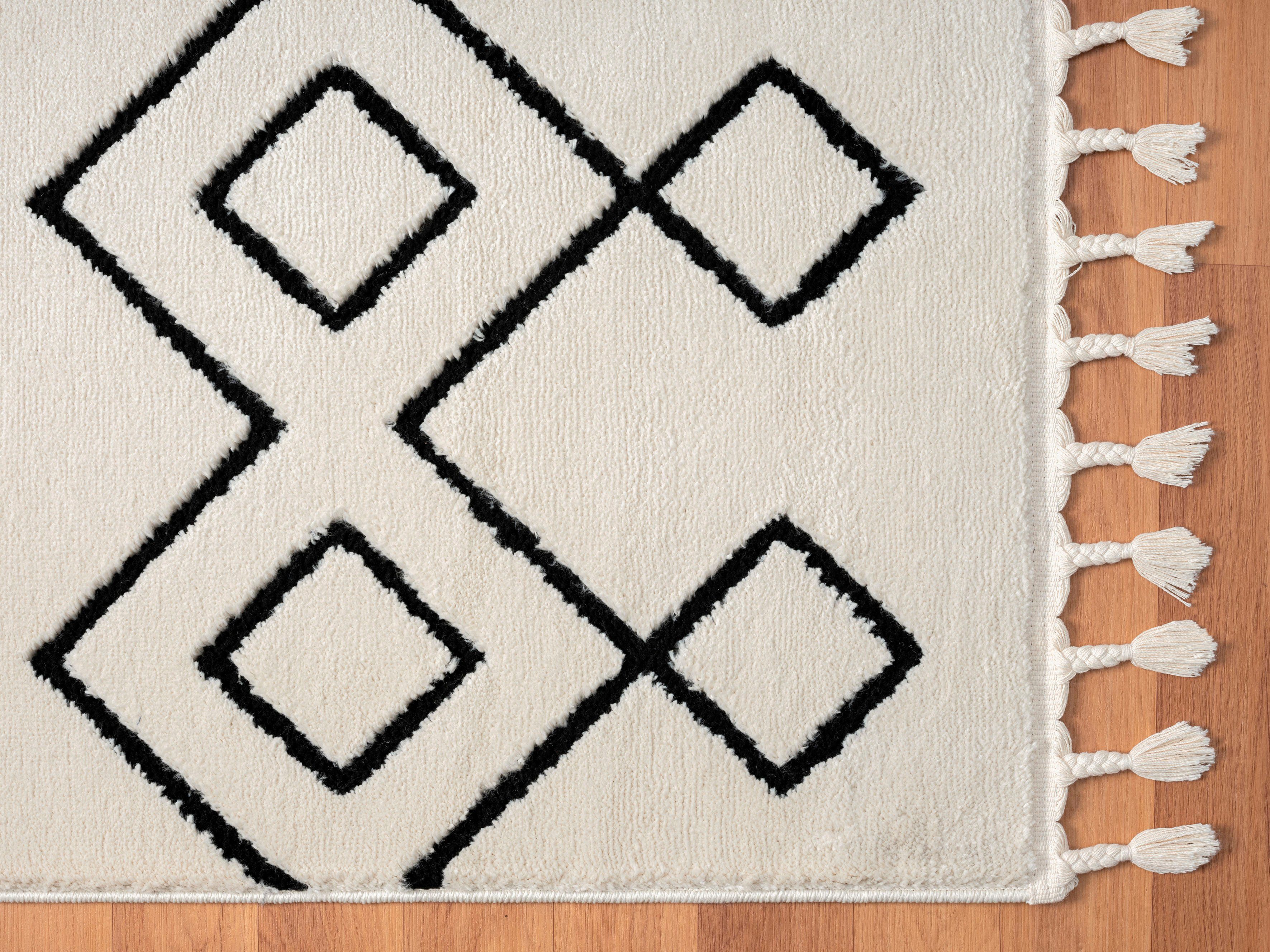 Myflair Möbel & Accessoires Hoogpolig vloerkleed Moroccan Mural modern, marokkaans ontwerp, fluffy zacht, met franjes