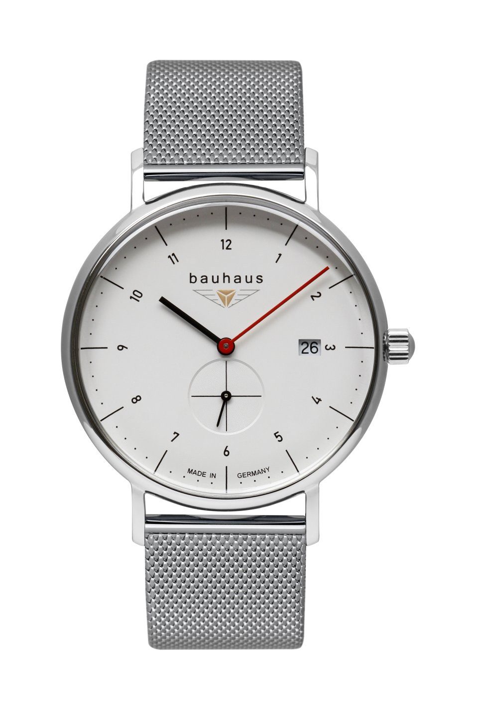 bauhaus Kwartshorloge 2130M1 Horloge, herenhorloge, datum, milanese band, Made in Germany