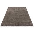 carpet city hoogpolig vloerkleed pulpy 100 met franje, woonkamer grijs