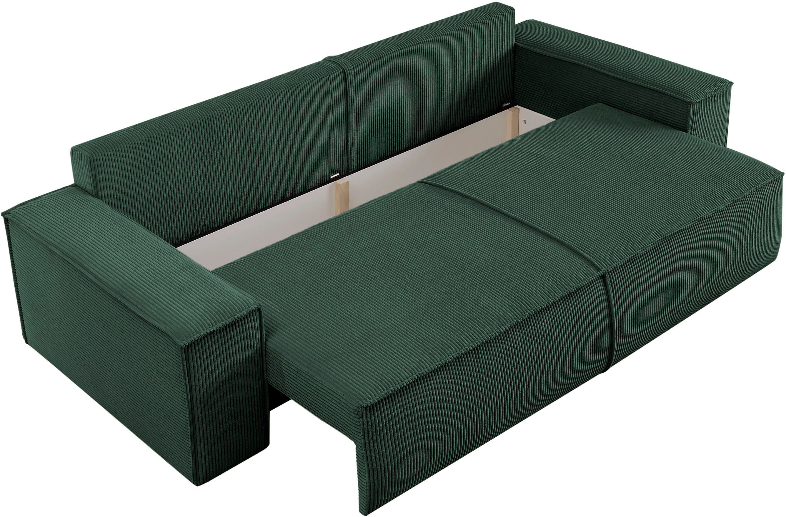 Home affaire 3-zitsbank SHERWOOD slaapbank (257 cm) ribfluweel, velours, vintage lederlook