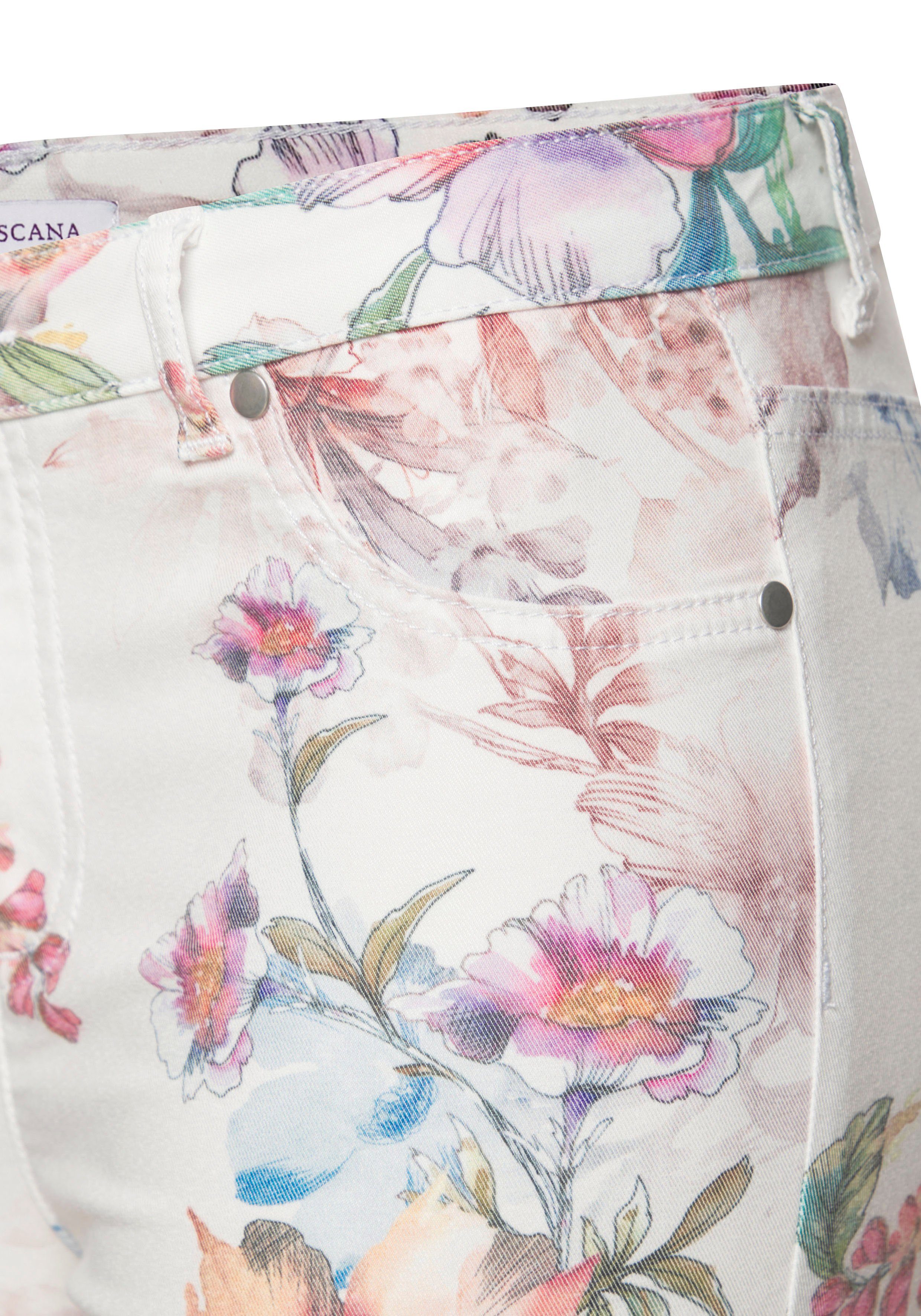 Lascana 7 8-jegging met bloemenprint skinny jeans van elastische katoenmix