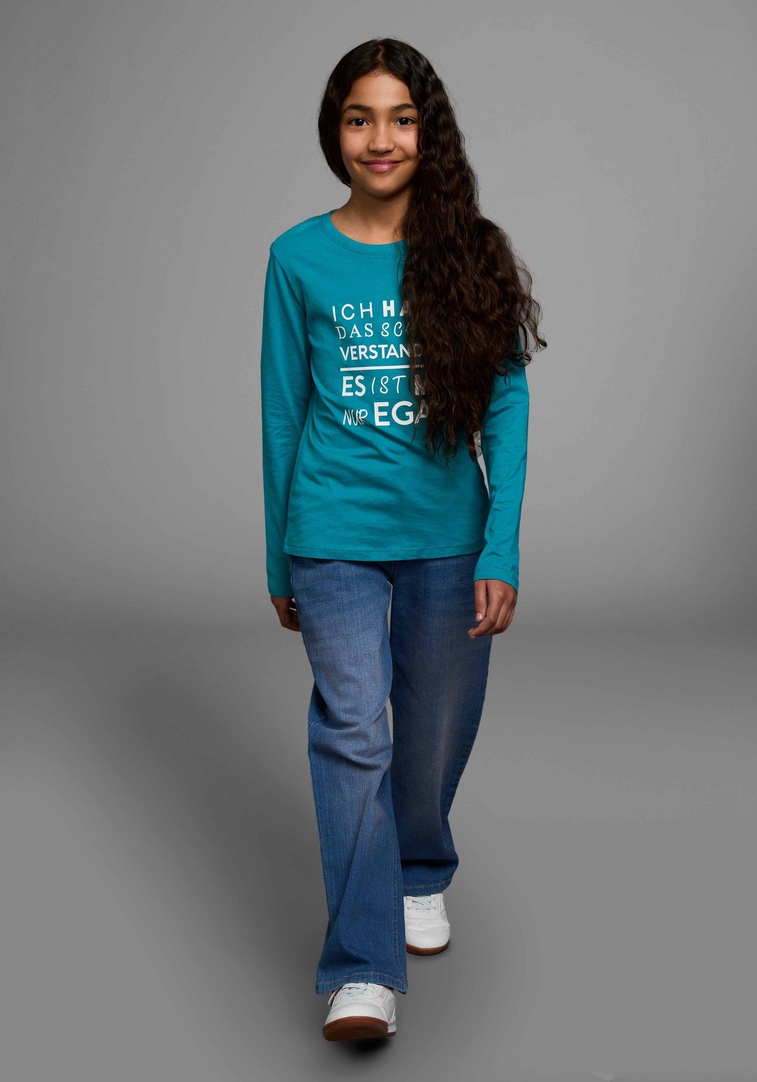 KIDSWORLD Shirt met lange mouwen Ich hab das schon verstanden - es ist mir nur egal Lange mouwen, basic pasvorm, met statements/slogans