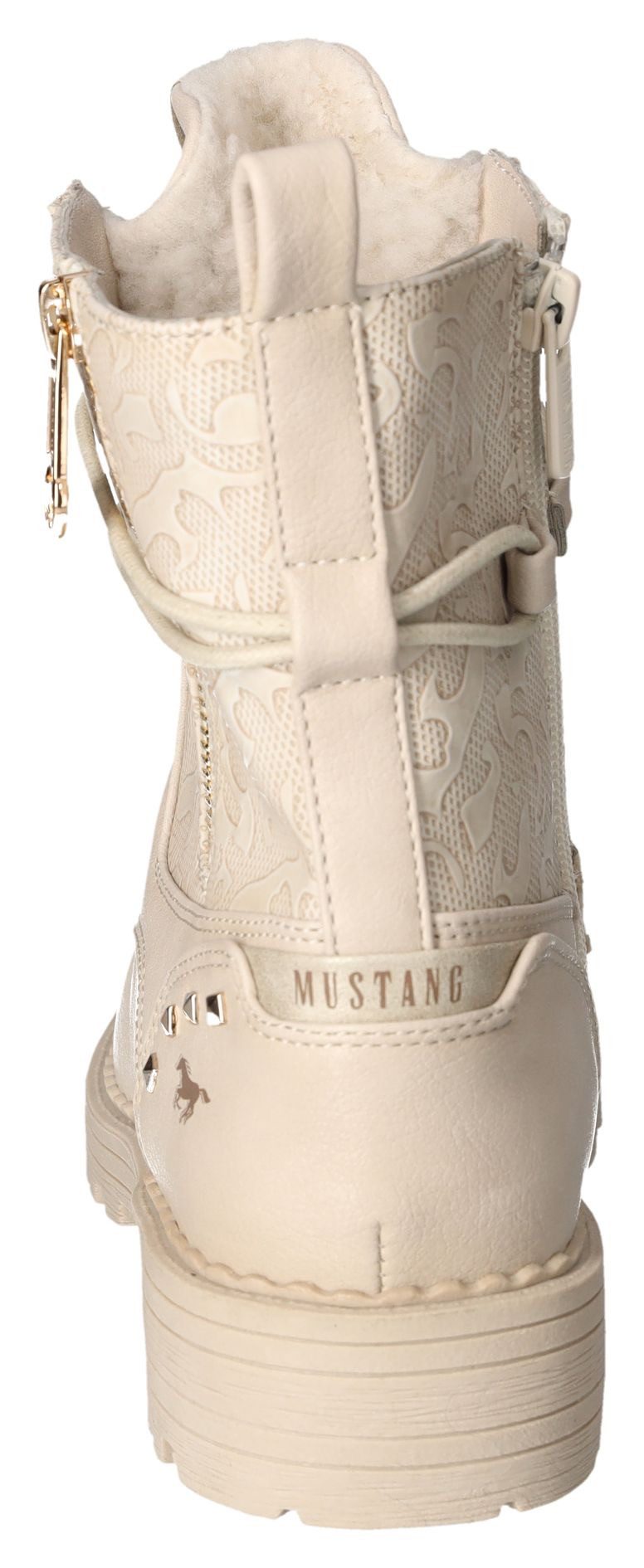Mustang Shoes Winterlaarzen hakken, winter-enkellaars, veterschoenen, logo-opschriften