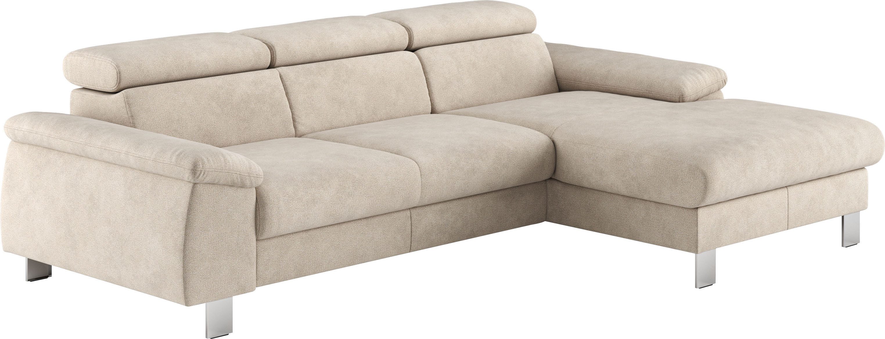 COTTA Hoekbank Komaris L-vorm met hoofdeindeverstelling keuze met bedfunctie, bedlade & verlichting