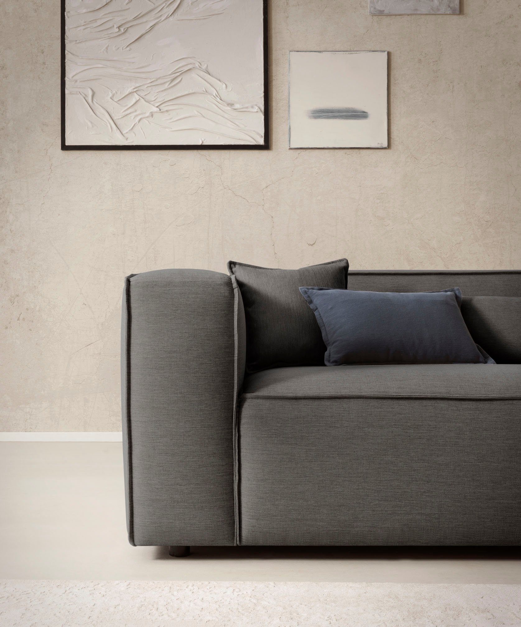 LeGer Home by Lena Gercke Hoekbank PIARA XXL, Big-sofa in cord of linnenlook, L-vorm, met biesnaad
