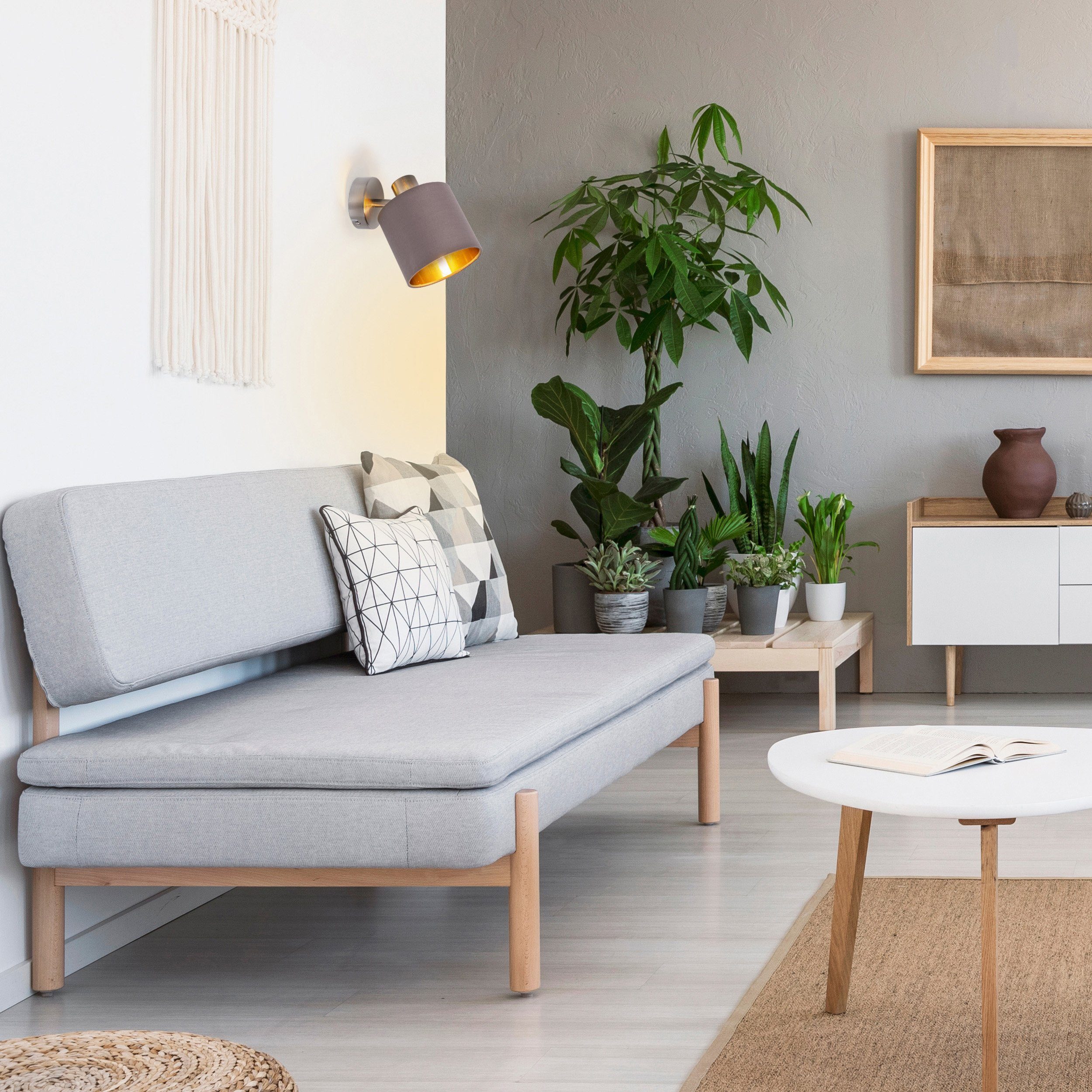 näve Wandlamp Maron E14 max. 40W, verwisselbare lichtbron, materiaal: staal, textiel (1 stuk)