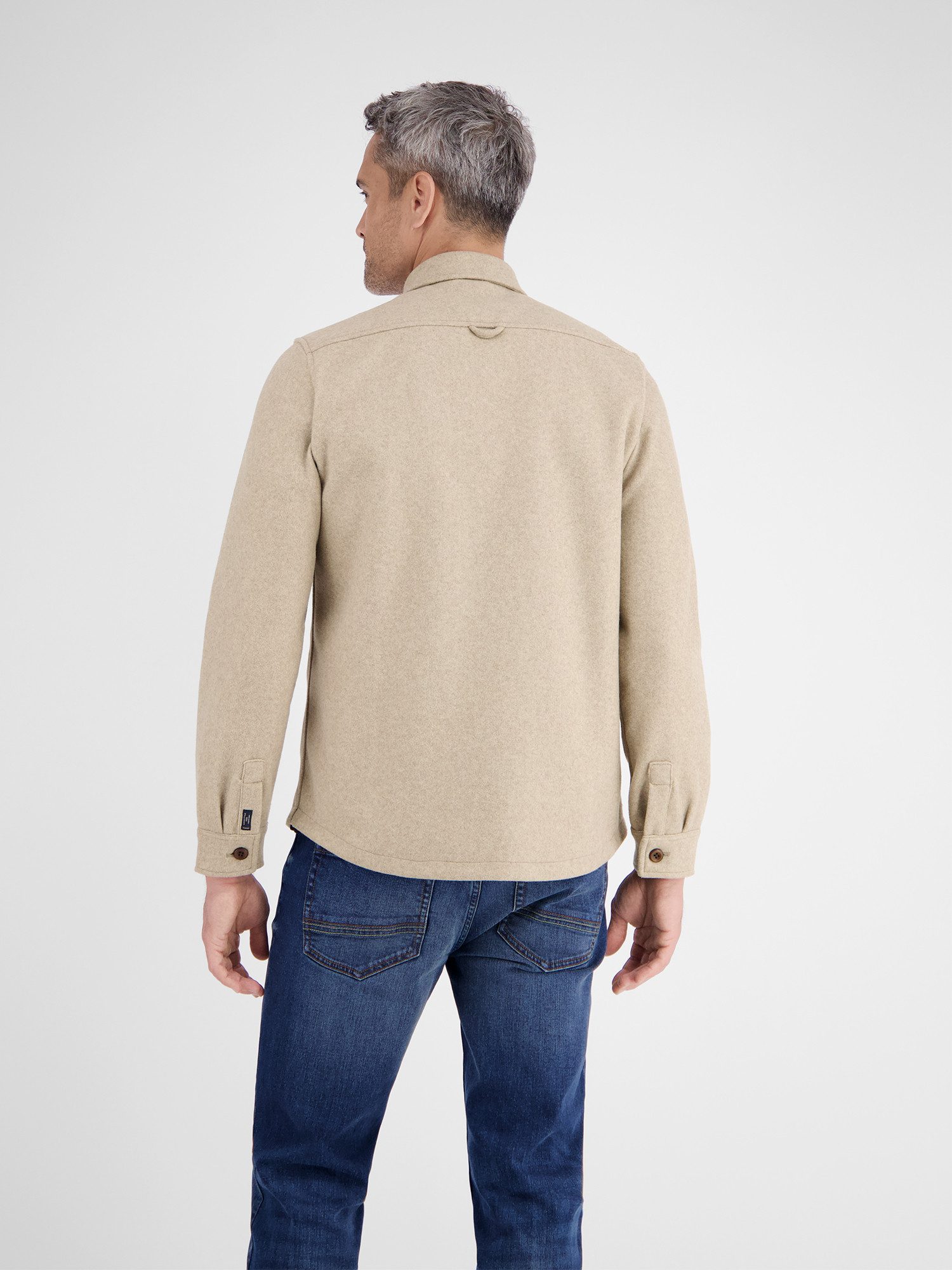 Lerros Overhemd met lange mouwen LERROS urban-style overhemdjas met wollen look
