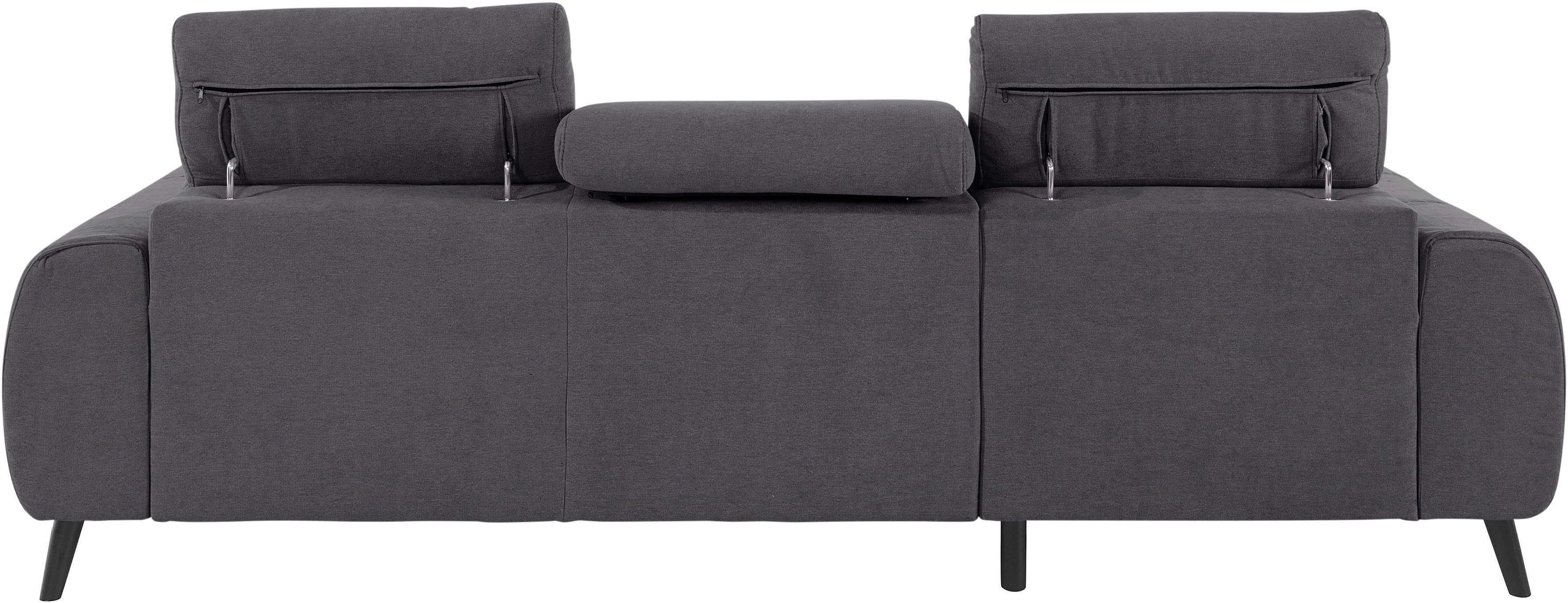 COTTA Hoekbank Mia L-vorm met 3 sierkussens keuze met bedfunctie, bedlade, verlichting & draadloze oplader