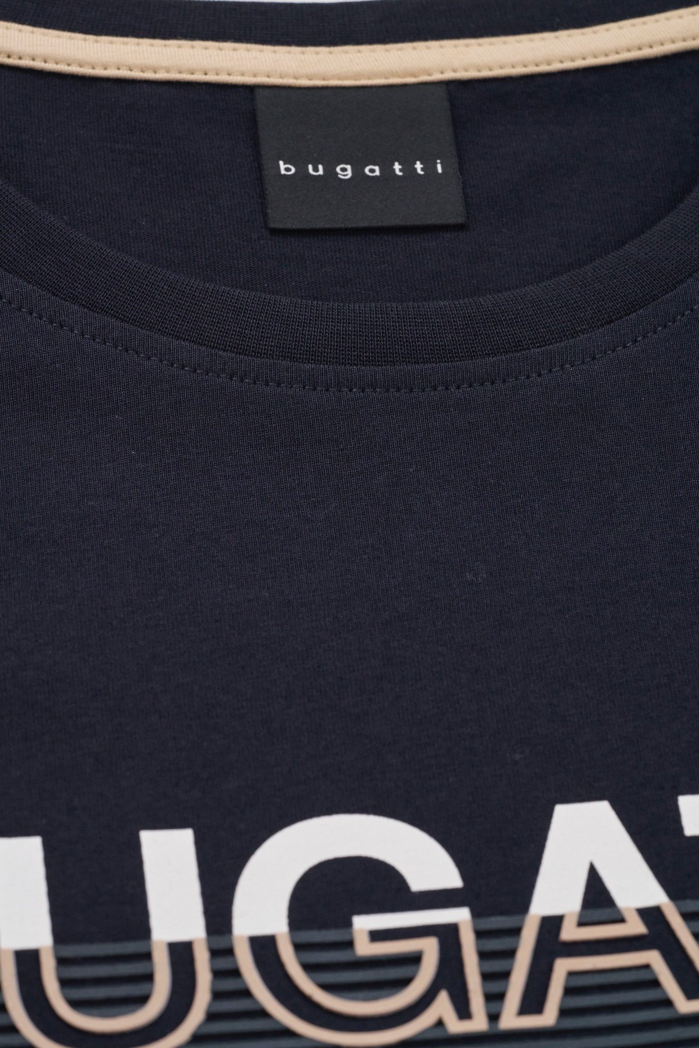 Bugatti T-shirt met rubberen logo-print