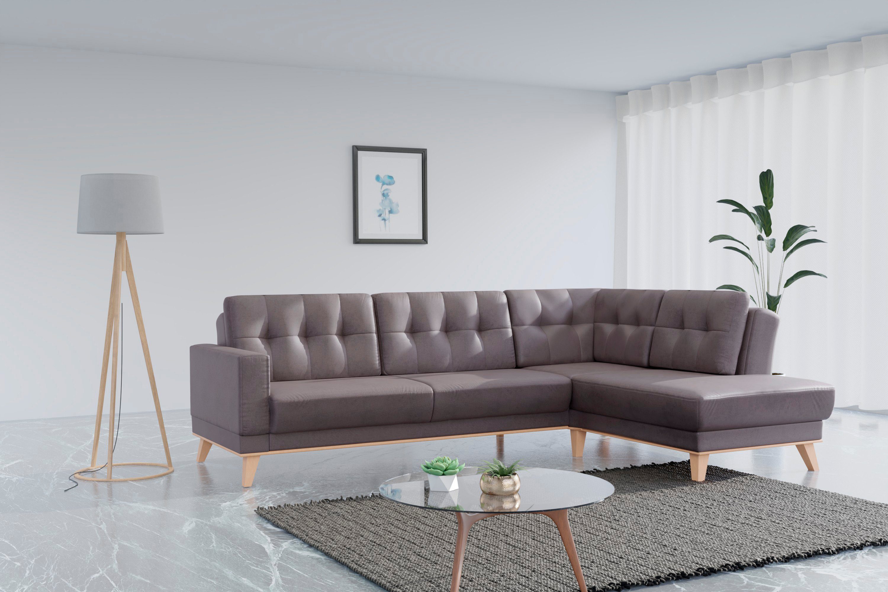 sit&more Hoekbank Lavida L-vorm naar keuze met kantelfunctie en bedkist grijs, hoekbanken, 4 rugkussens-belastbaar tot 660 kg-met bedkist-met
