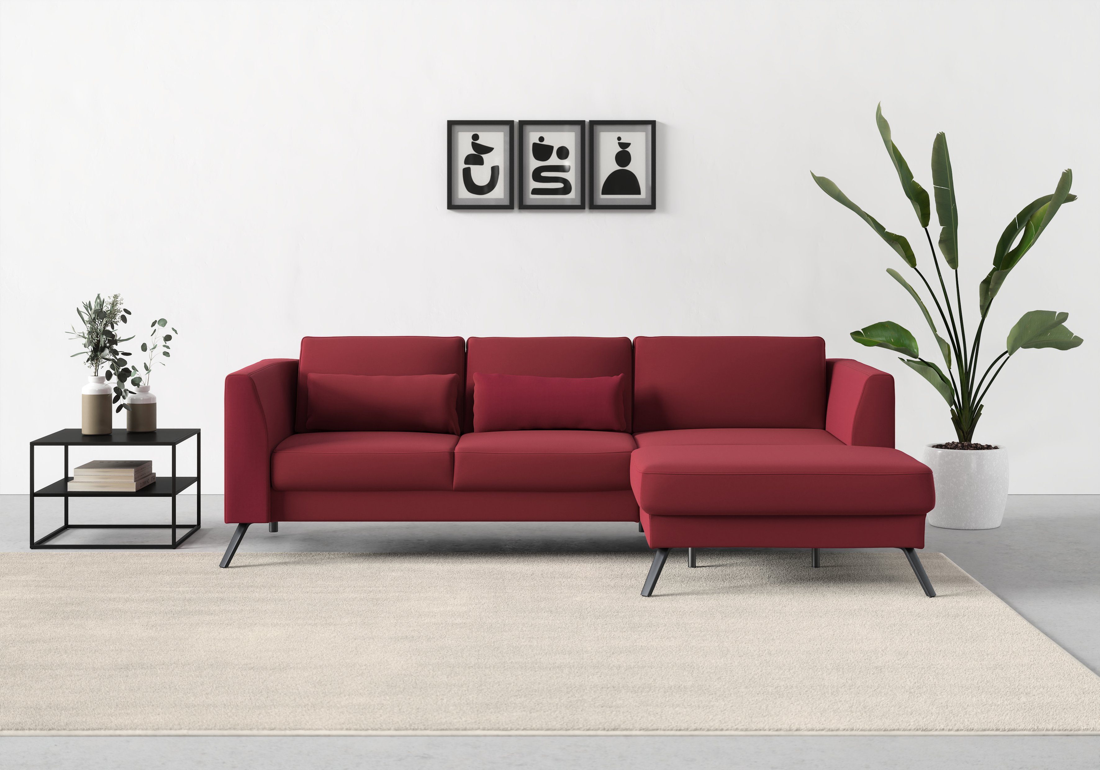 sit&more Hoekbank Lindholm L-vorm met zitdiepteverstelling en binnenvering , hoekbanken, Recamiere rechts
