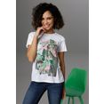 aniston casual t-shirt frontprint met junglemotief wit