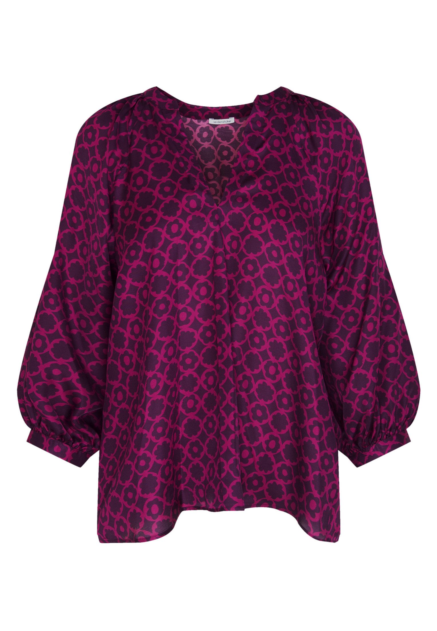 seidensticker Shirtblouse Zwarte roos 3/4-mouwen ronde hals print