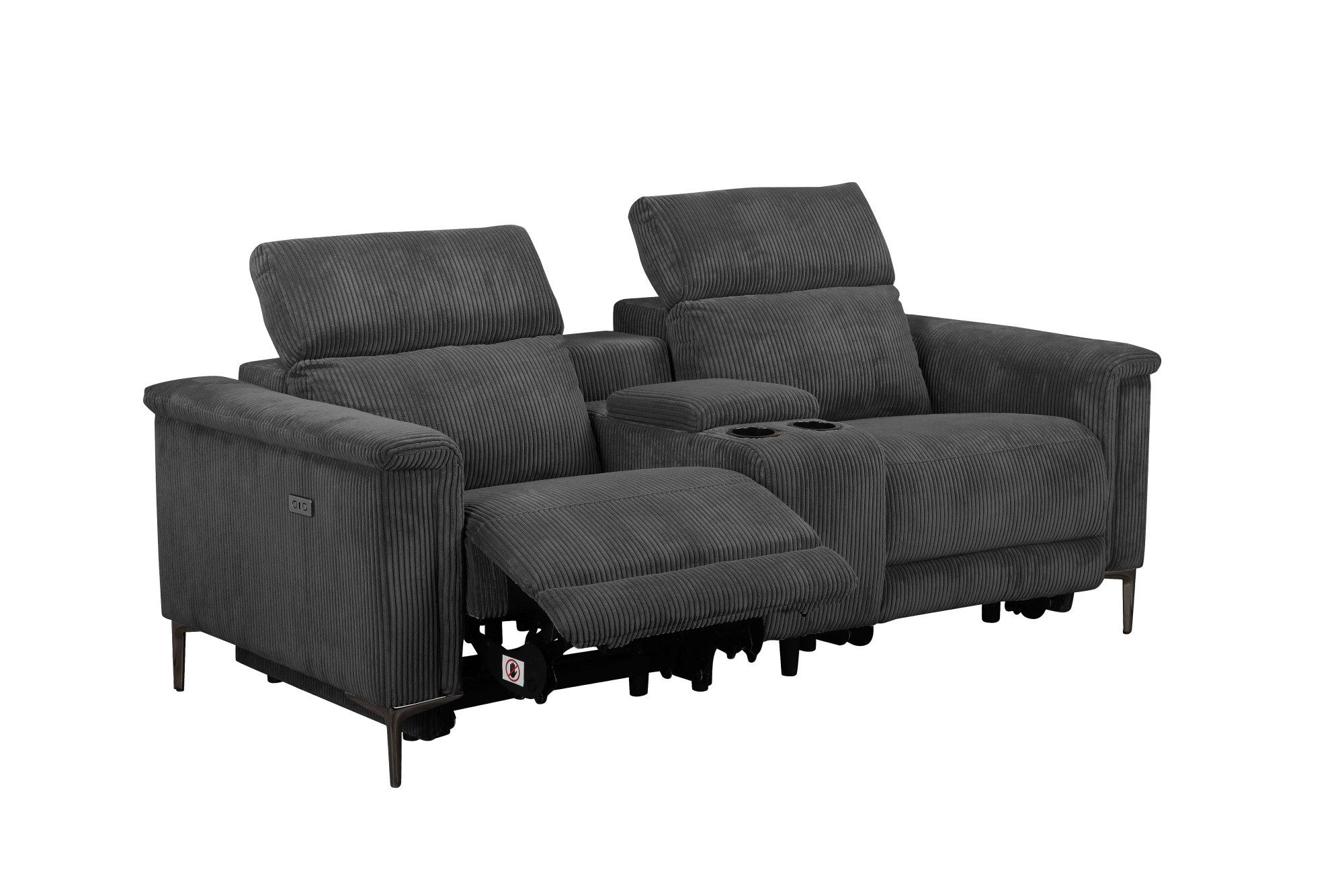 Places of Style 2-zitsbank Lund in cord, 2-zits bioscoopbank, tv-fauteuil, multimedia-sofa, USB-A met elektrische of handmatige relaxfunctie, bekerhouder en opbergruimte