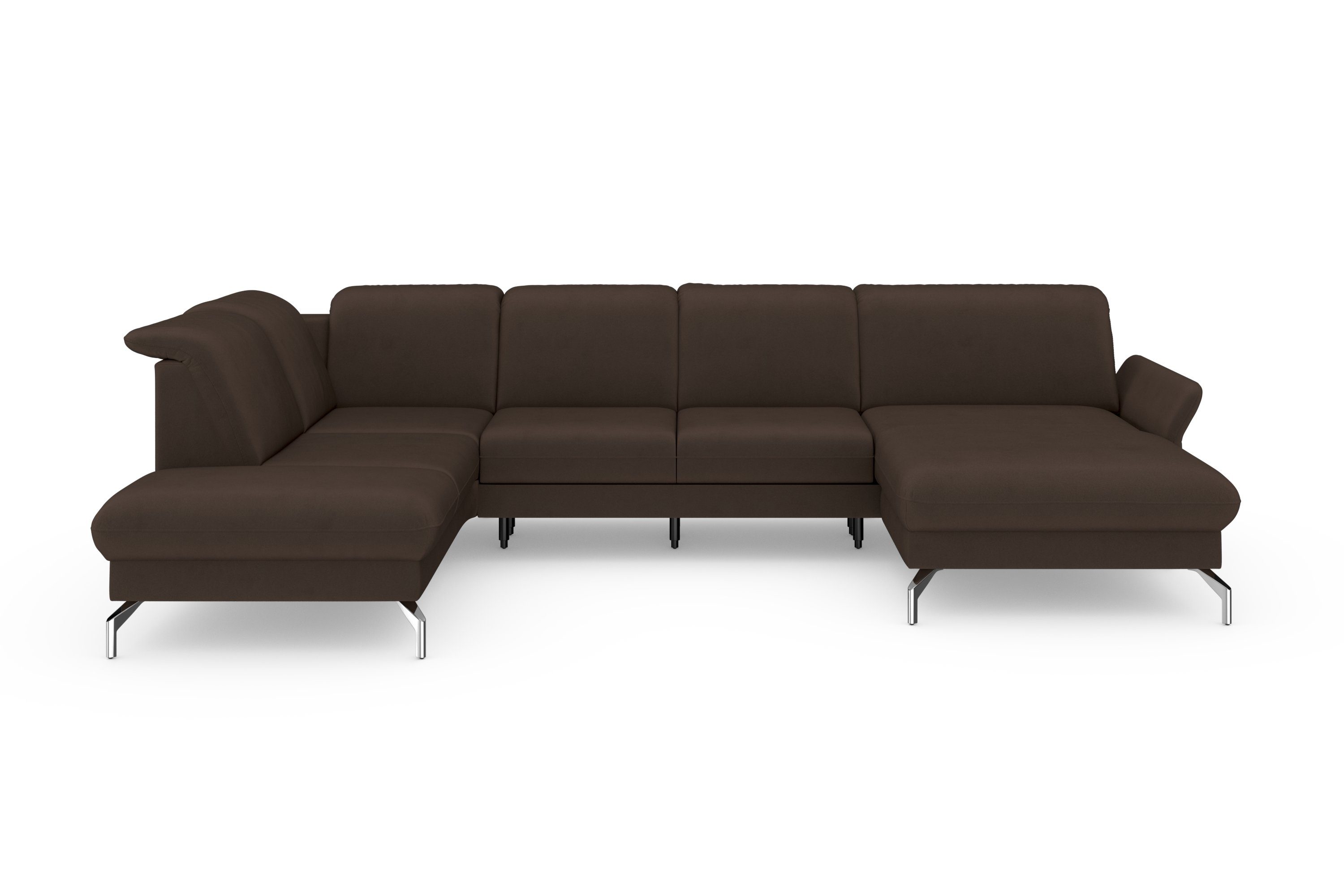 sit&more Zithoek Fashion U-vorm naar keuze met verstelbare hoofdsteun, uittrekzitting, motorisch, nikkel poten