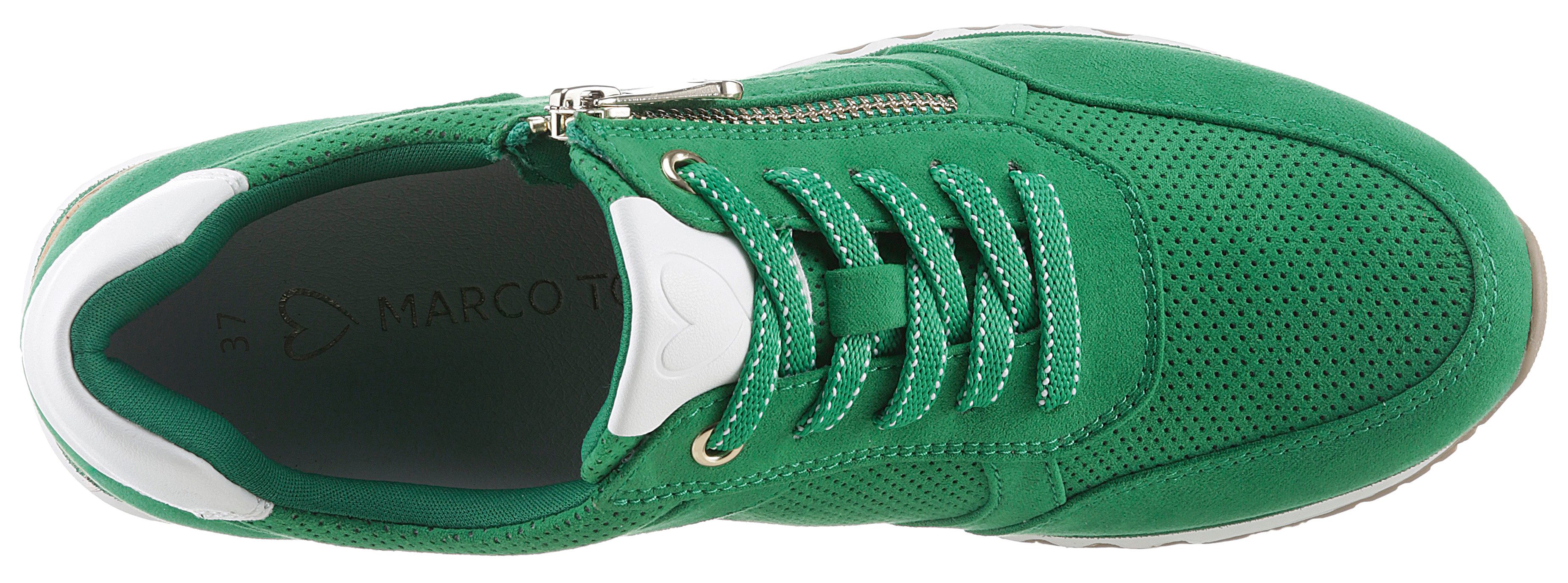 Marco Tozzi Sneakers met sleehak vrijetijdsschoen, lage schoen, veterschoen in vegan uitvoering