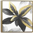 reinders! artprint op linnen gouden blad bloemen - glamoureus - planten (1 stuk) goud