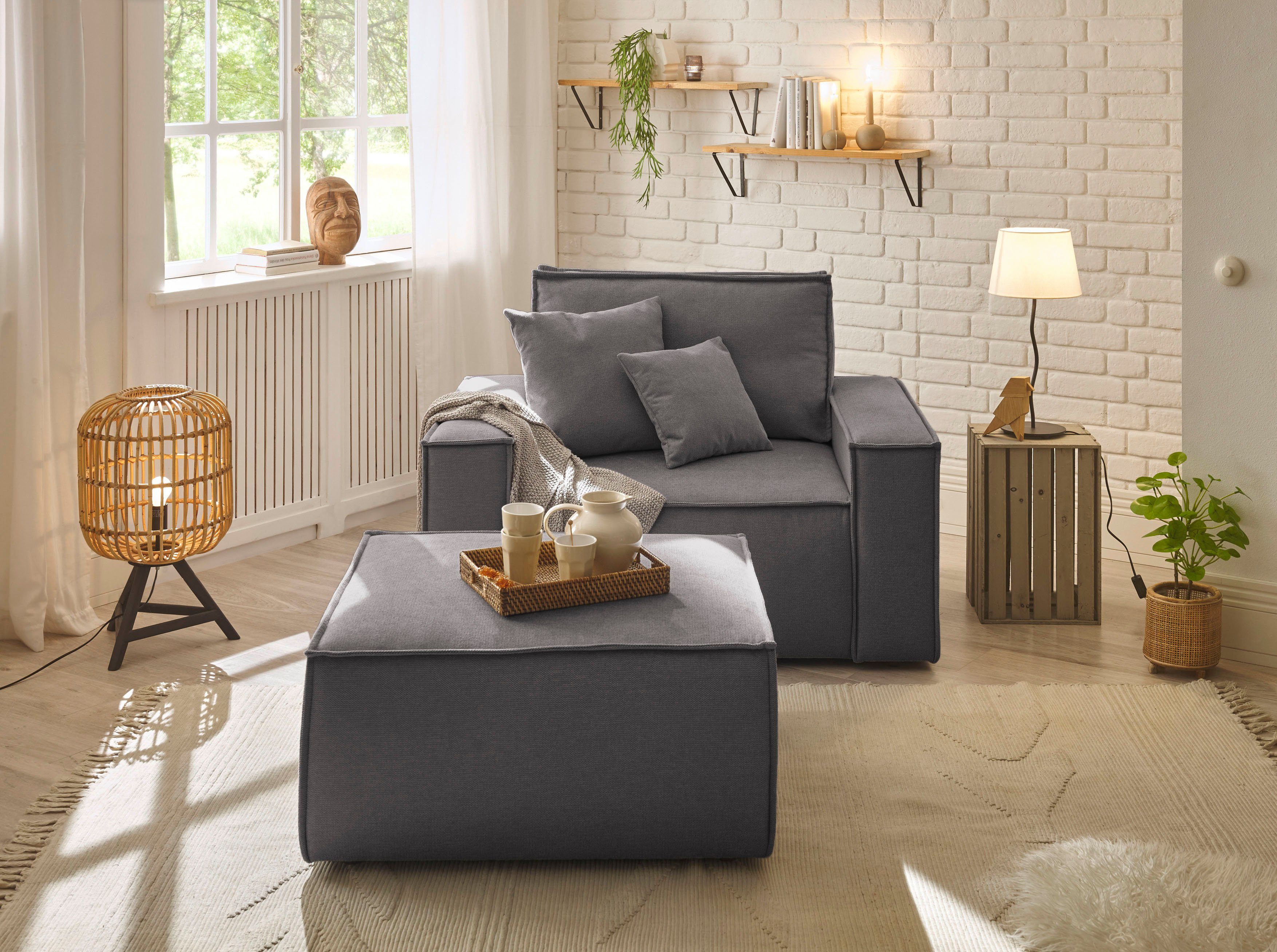 andas Loveseat Finnley Loveseat en hocker als set, passend bij de bekleding-serie Finnley (2-delig)