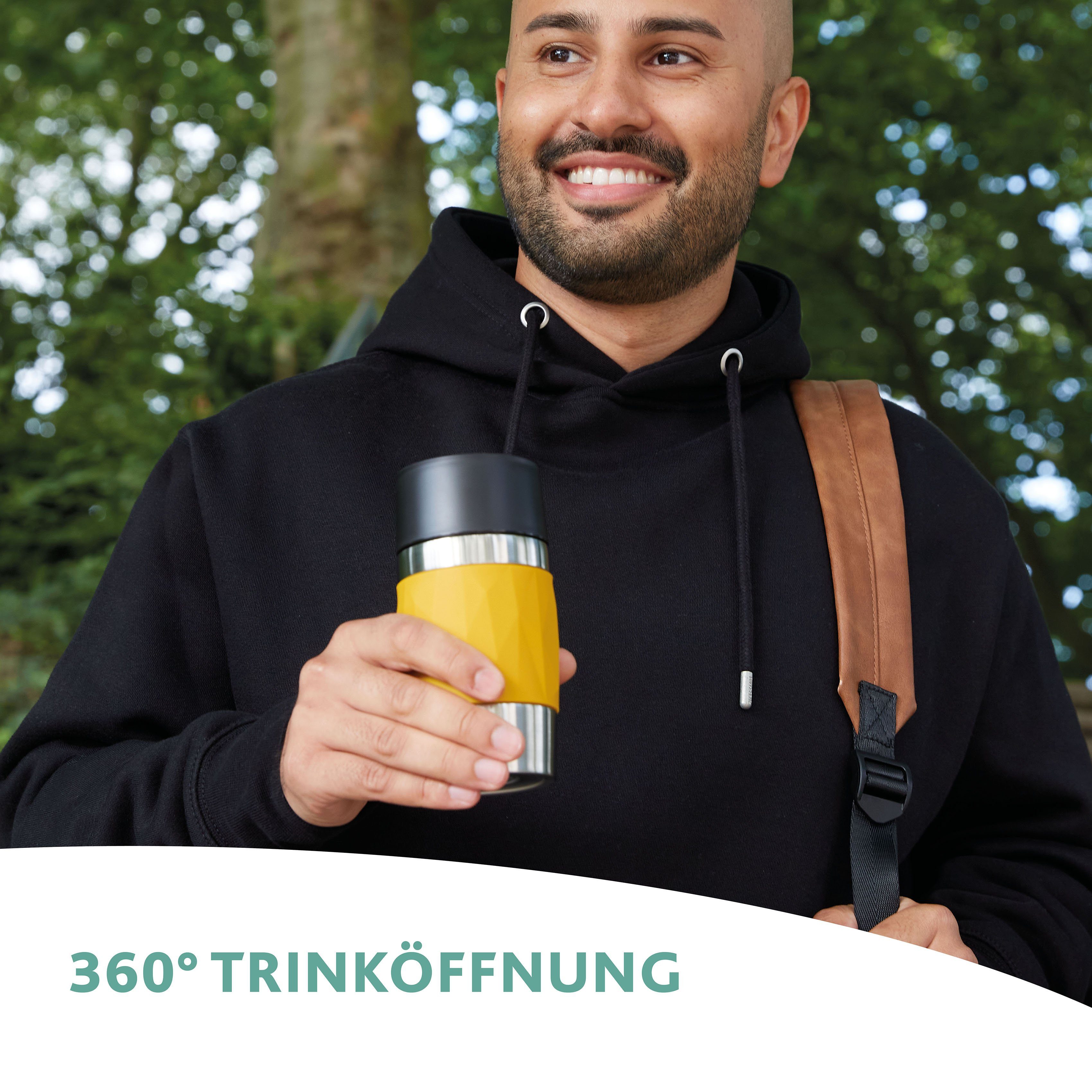 Emsa Thermosbeker Travel Mug Compact 0,3l, roestvrij staal, 3u warm/6u koud, 360° drinkopening, vaatwasmachinebestendig