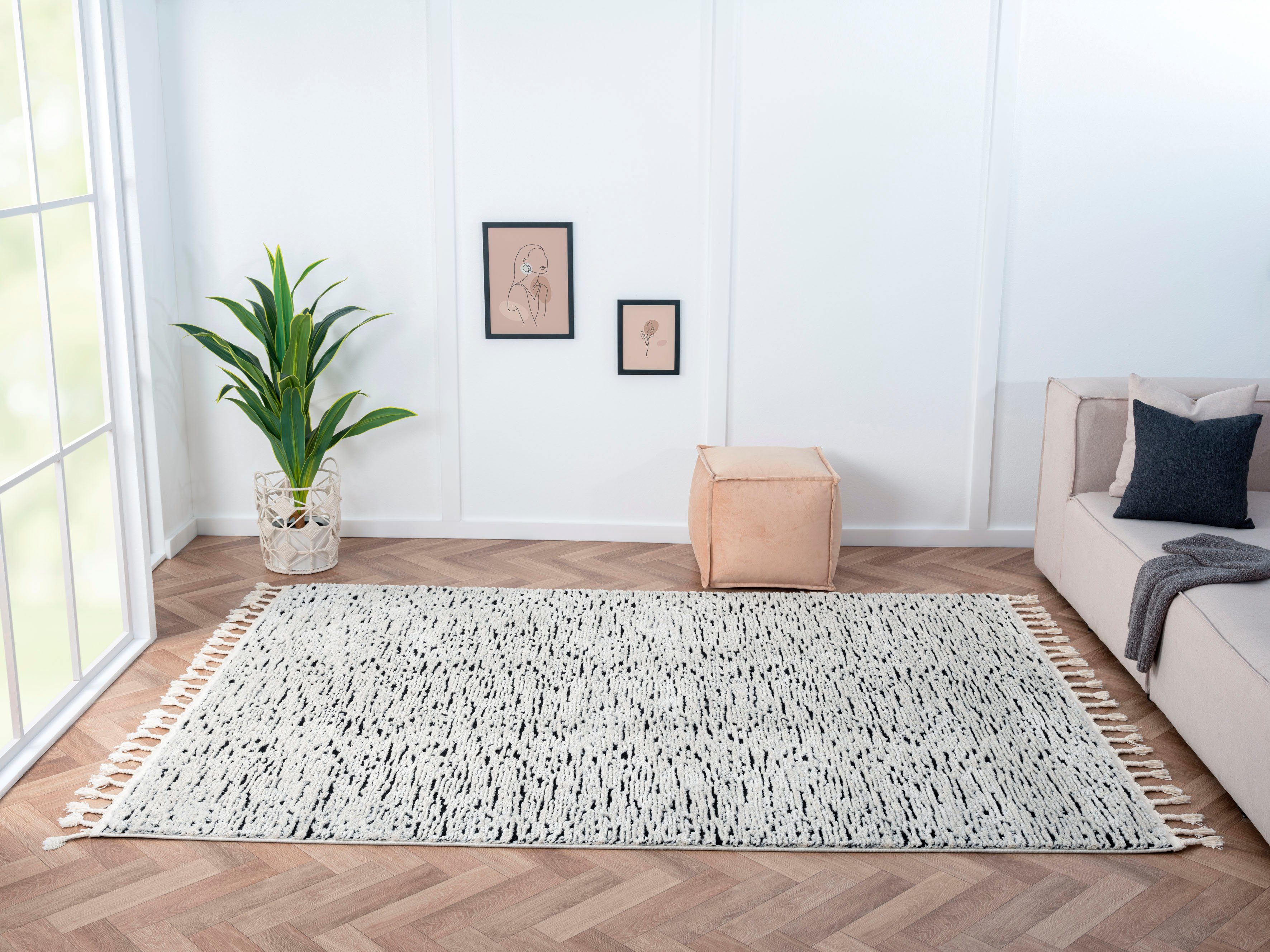 Myflair Möbel & Accessoires Hoogpolig vloerkleed Marokkaanse rockface voorraadopruiming modern, marokkaans ontwerp, gemêleerd, fluffy zacht, met franjes