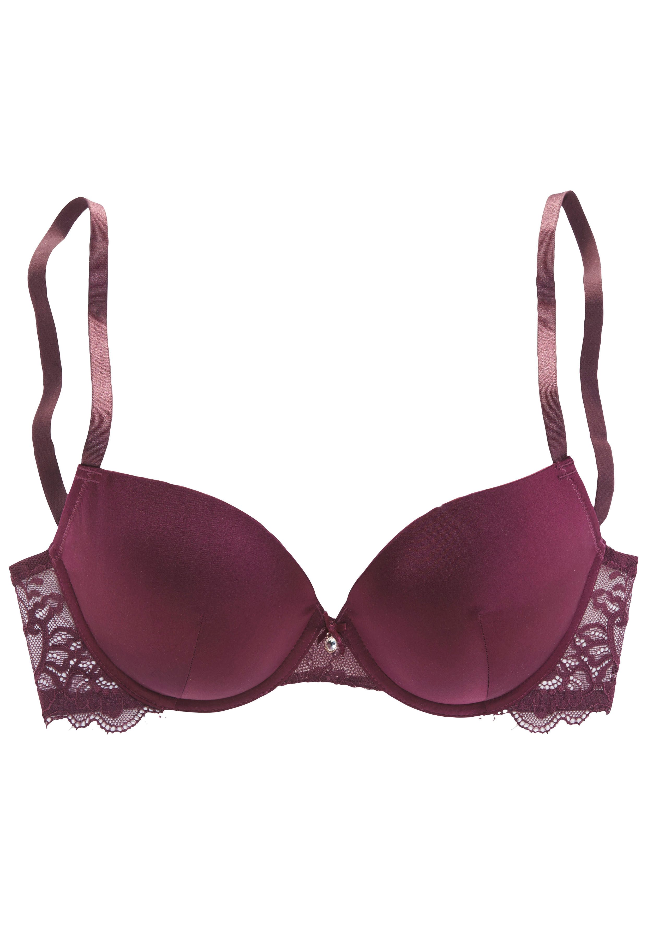 Lascana Push-up-bh Alana gemaakt van elegante stof met hoog zijdegehalte en gebloemd kant, lingerie