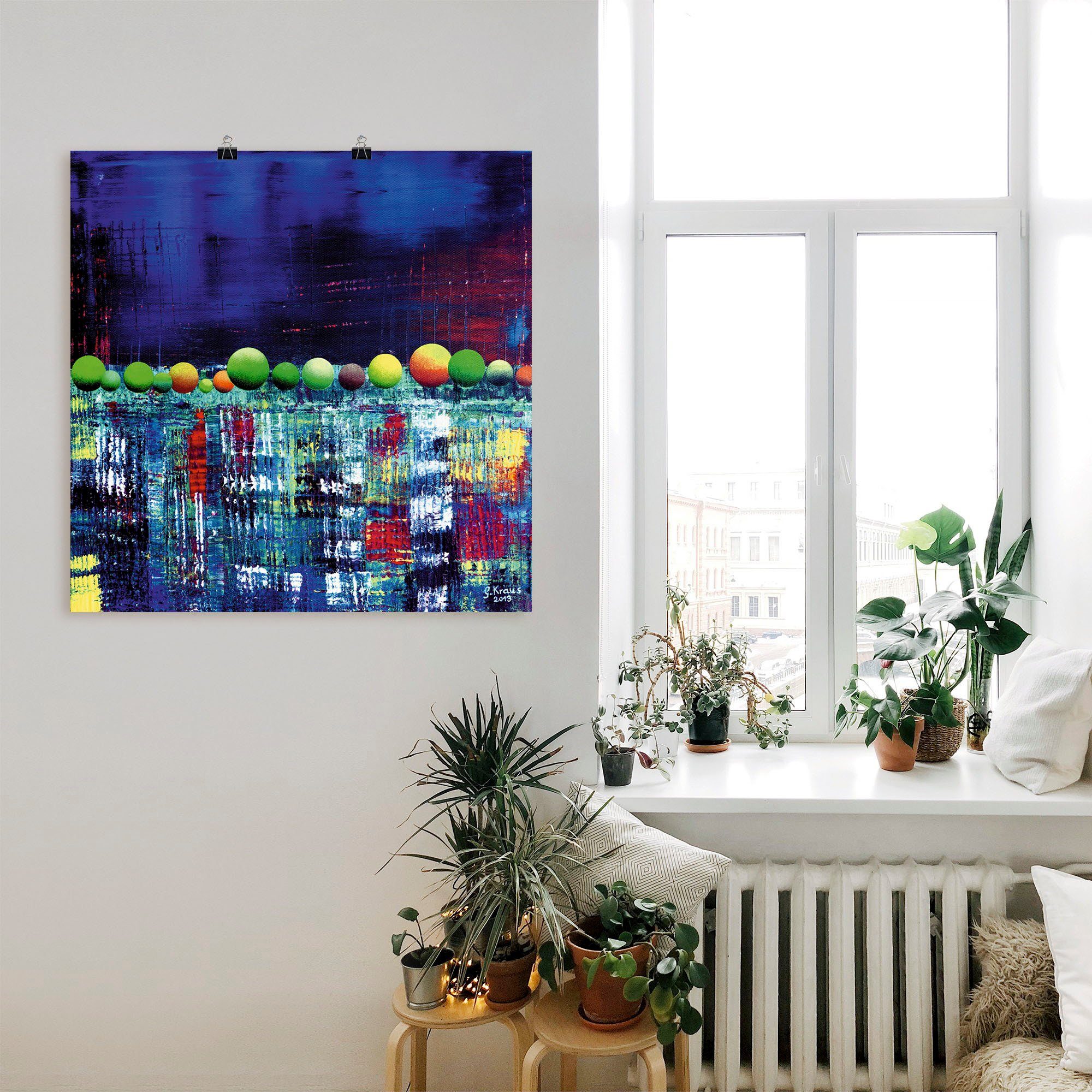 Artland Artprint Spiegelingen in East river Manhattan als artprint van aluminium, artprint op linnen, muursticker of poster in verschillende maten