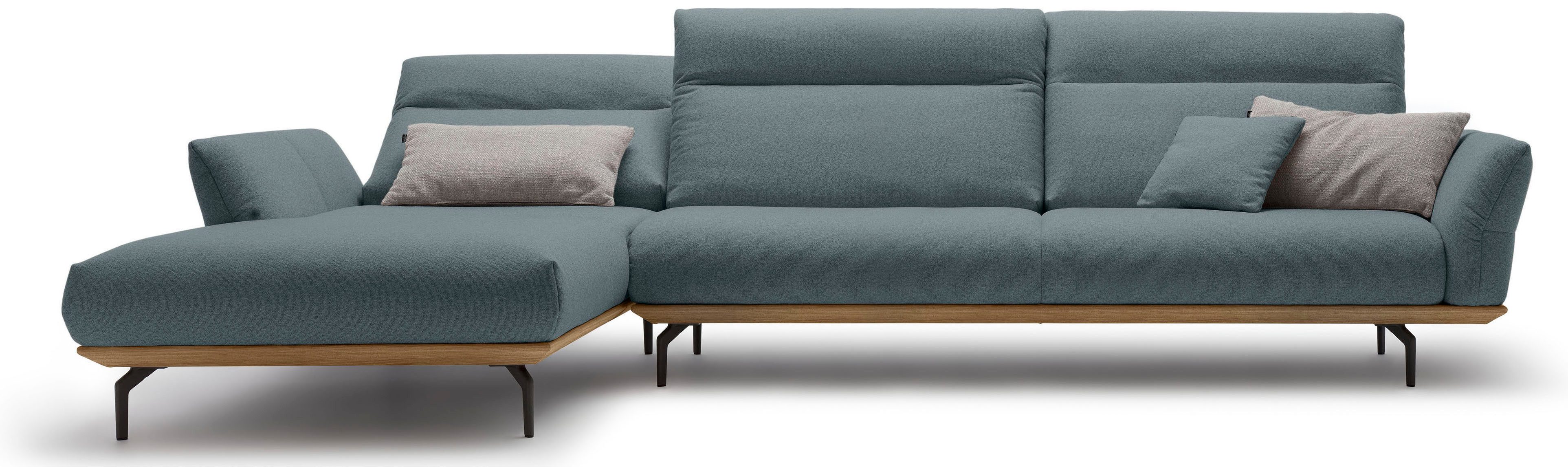 Creation BY ROLF BENZ Hoekbank Hs.460 Sokkel in walnotenhout, onderstel in umbra grijs, breedte 338 cm
