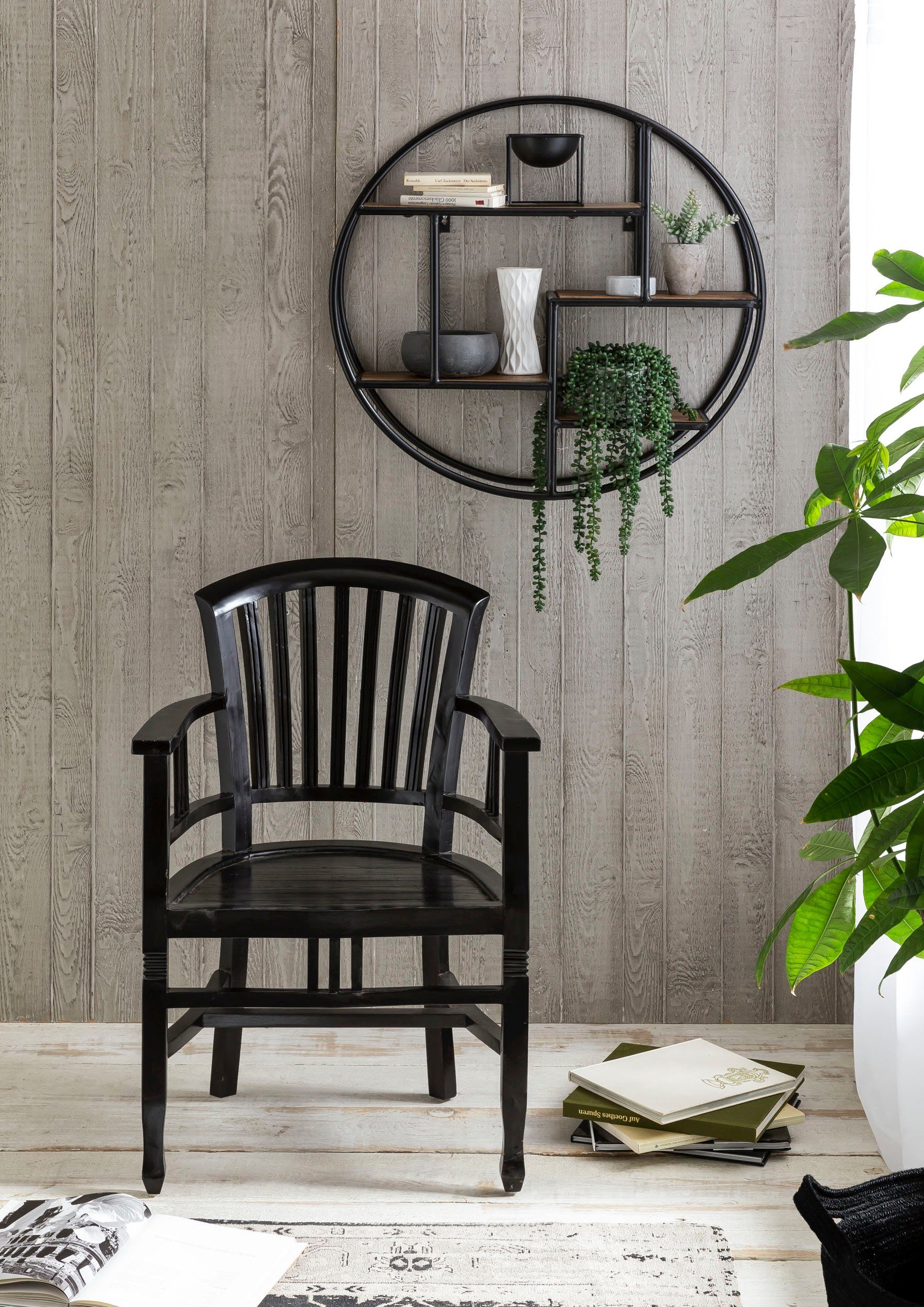 SIT Stoel met armleuningen Samba in lodge-stijl 4 poot stoelen bruin