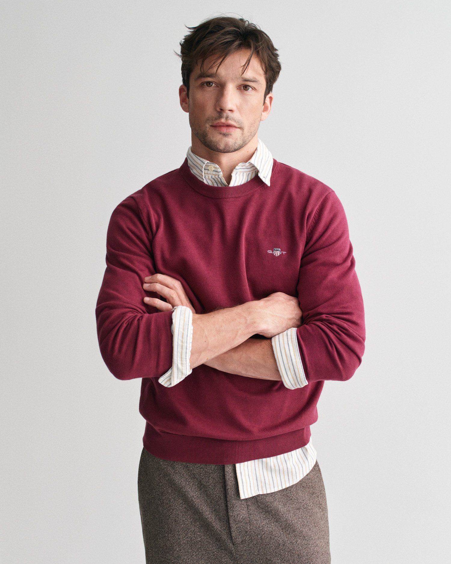 Gant Trui met ronde hals CLASSIC COTTON C-NECK Premium breipullover van zachte 100% katoen overgangspullover