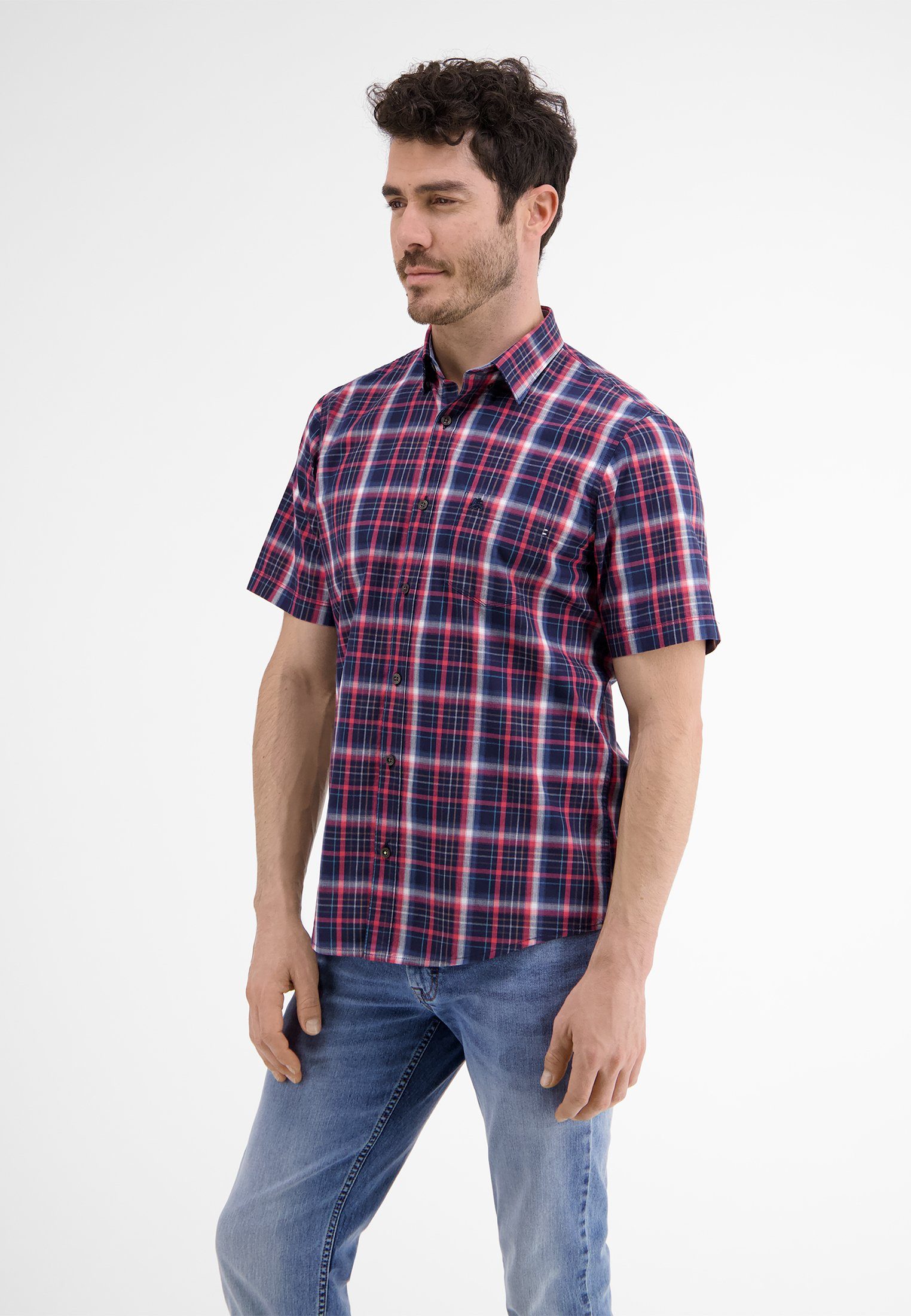 Lerros Overhemd met korte mouwen LERROS korte mouw overhemd *Poplin Check*