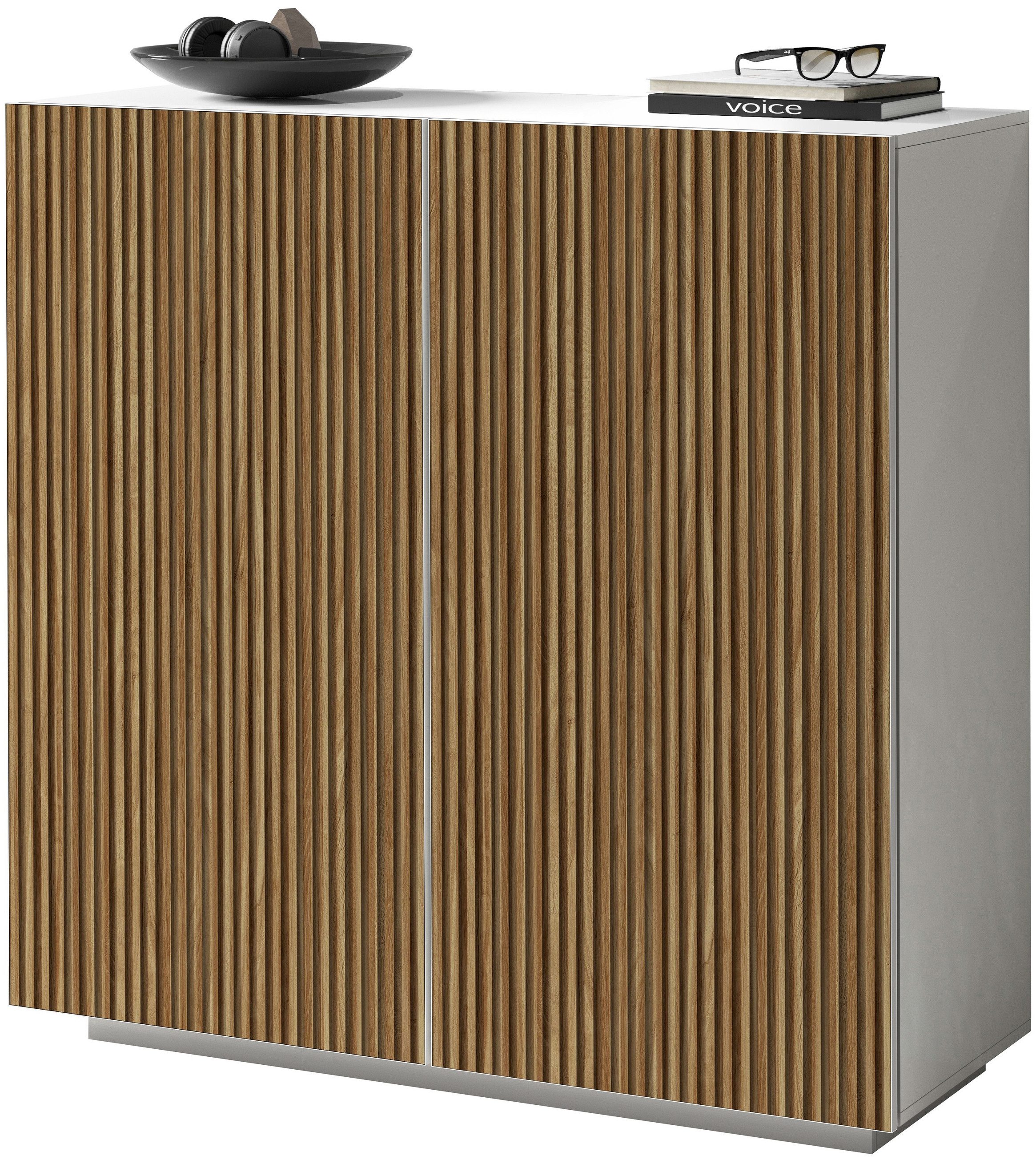 INOSIGN Highboard Vega, Highboard, Ladekast, 120 cm met 2 deuren, fronten met groeven-look