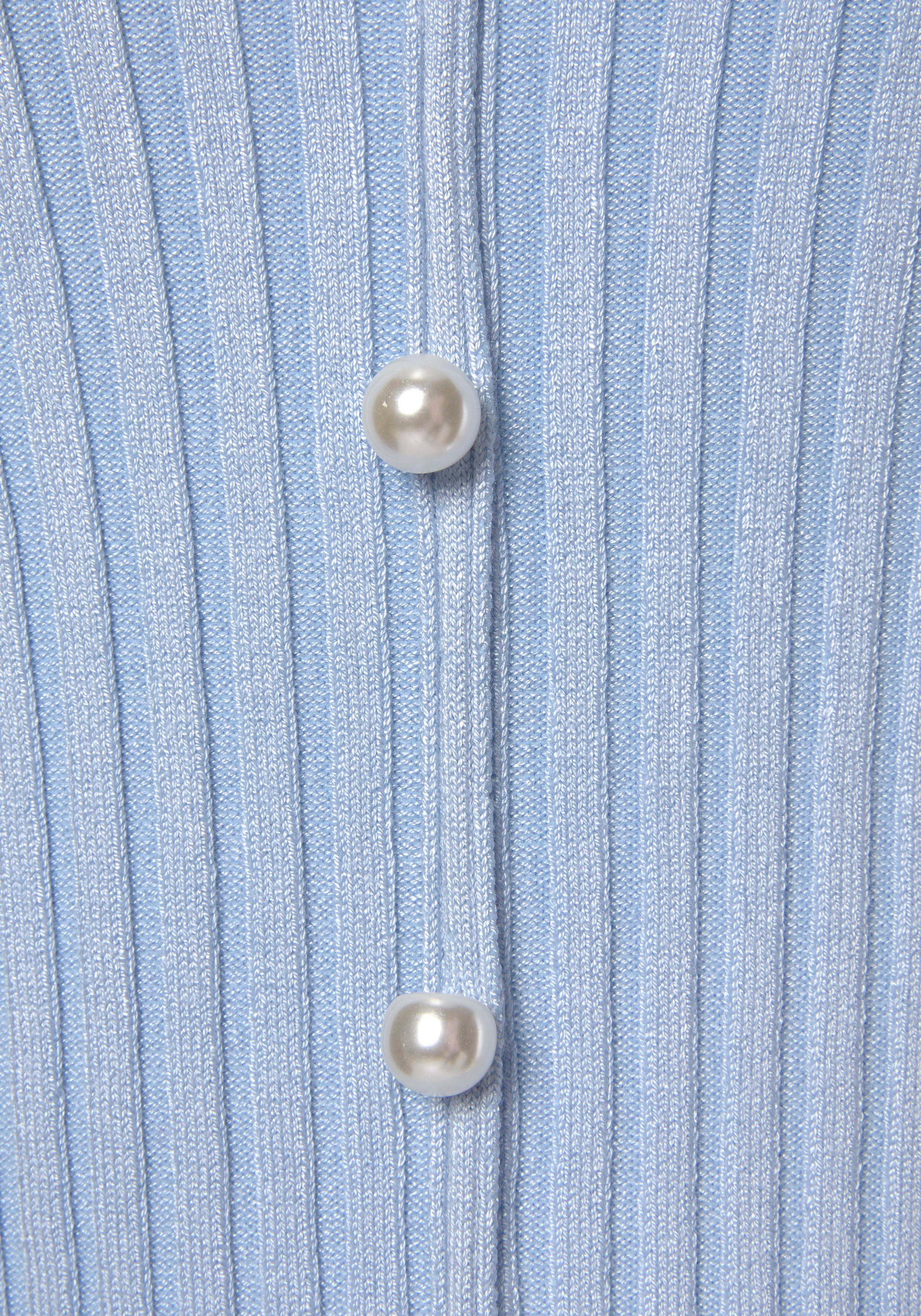 Lascana Trui met V-hals met decoratieve parels, figuuraccentuerende gebreide trui, elastisch