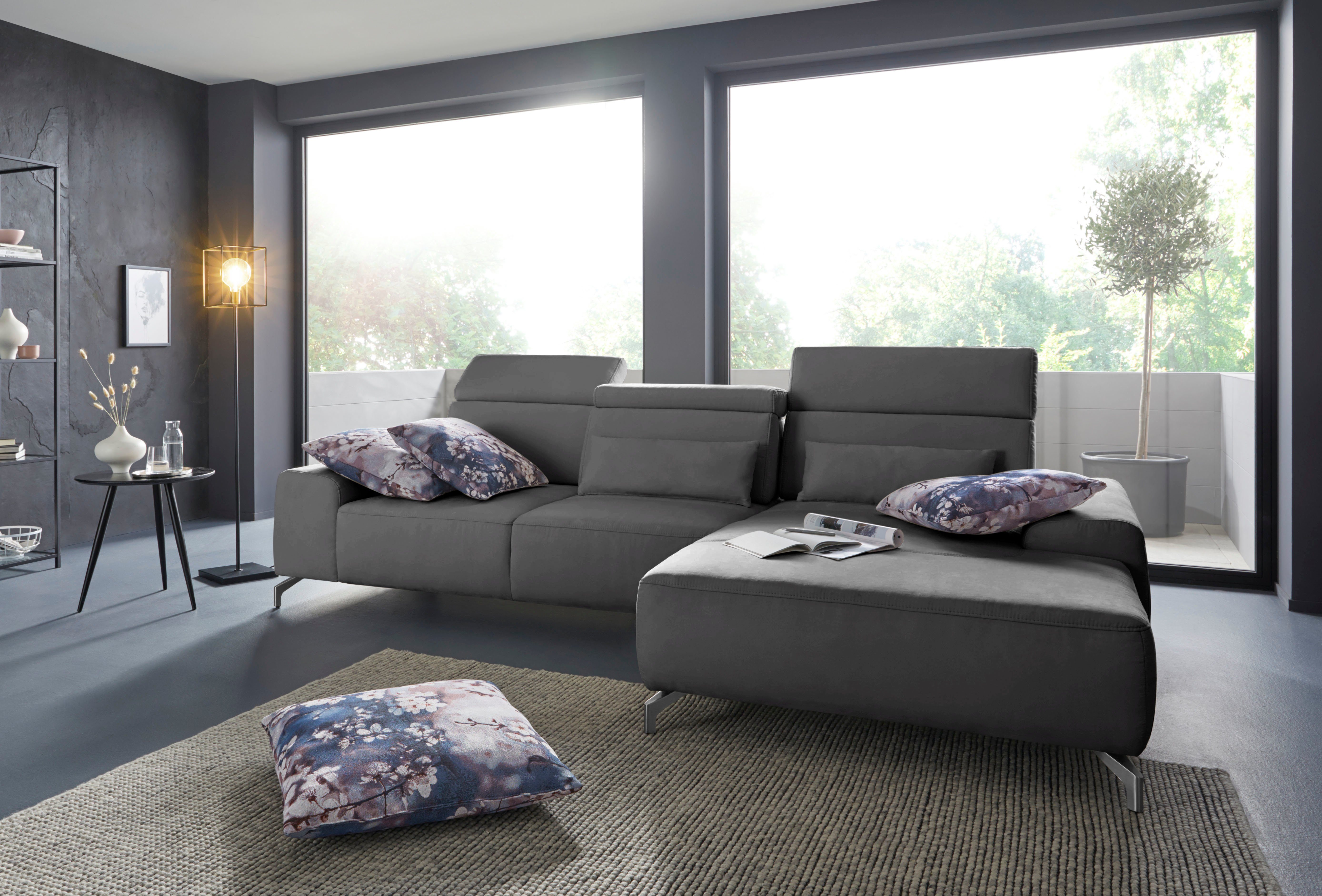 sit&more Hoekbank Gizeh L-vorm Poothoogte 12 cm, inclusief zitdiepteverstelling en verstelbare hoofdsteun