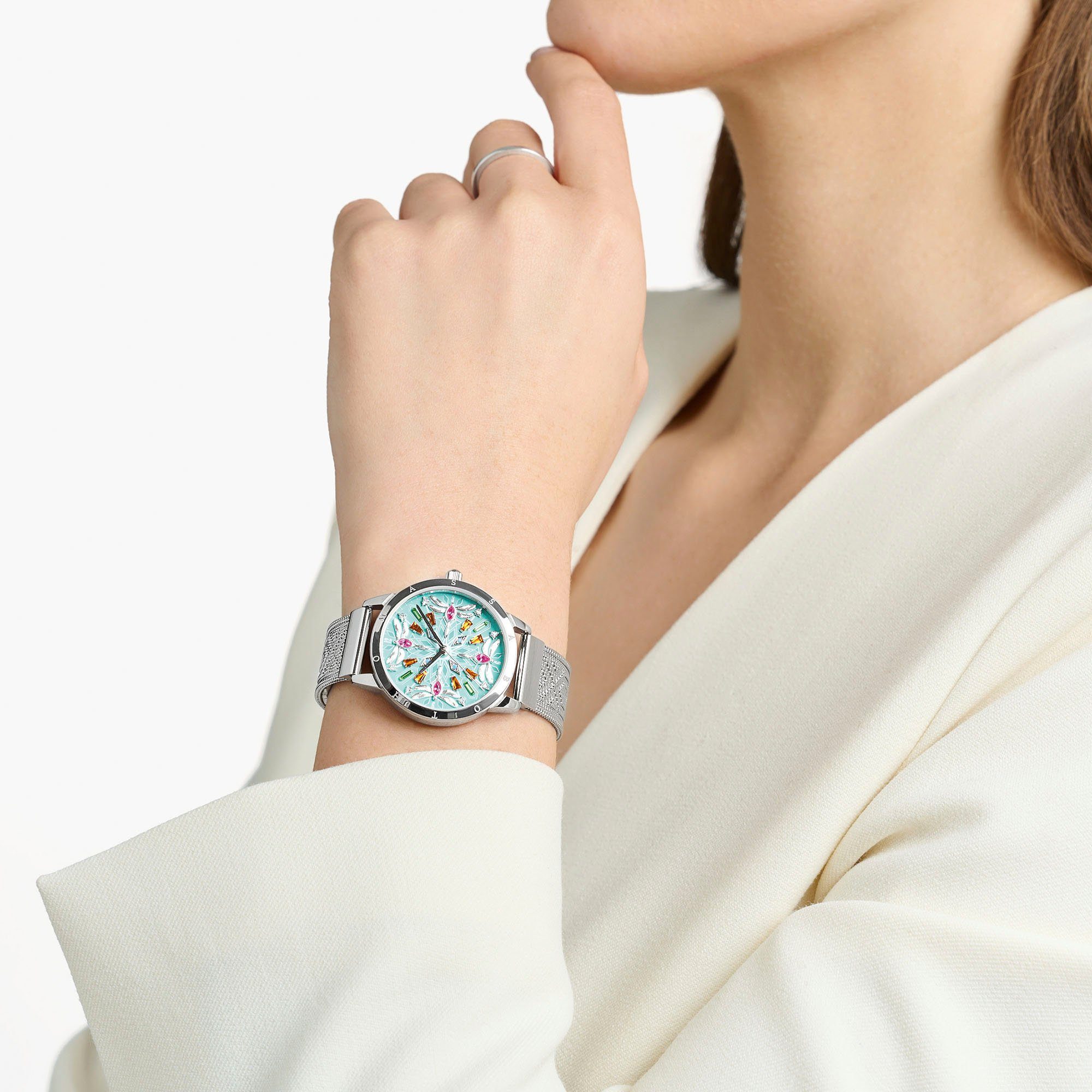 THOMAS SABO Kwartshorloge KALEIDOSKOP LIBELLE Damenuur, horloge, libelle-ontwerp, sierstenen
