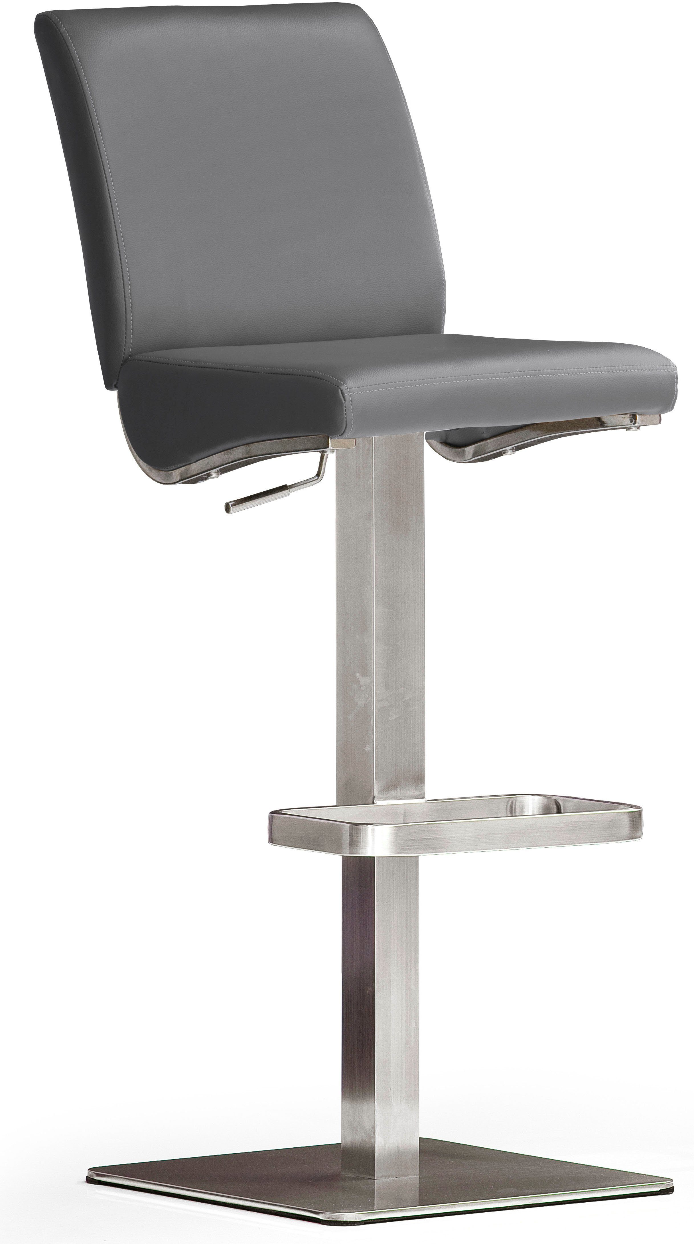 MCA furniture Bistrostoel BARBECOOL met rugleuning, vierkante bodemplaat, 180° draaibaar, zithoogte van 55-80 cm barkrukken grijs