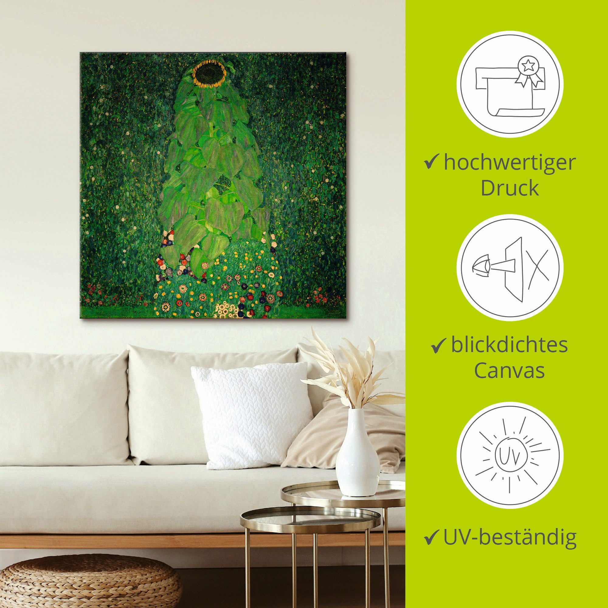Artland Artprint De zonnebloem als artprint op linnen, poster in verschillende formaten maten