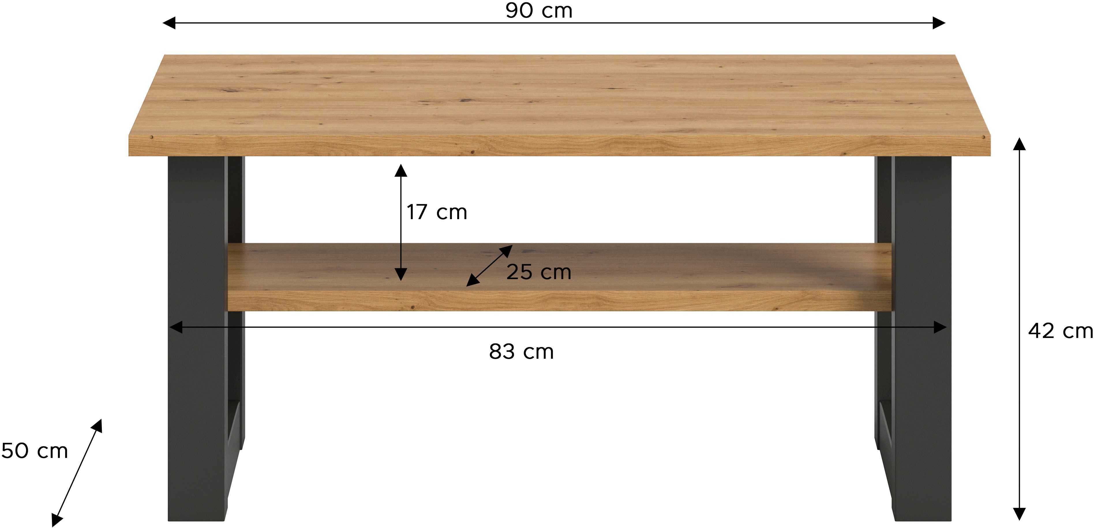 INOSIGN Salontafel Rail, breedte 90 cm, met onderblad, inclusief sledeframe