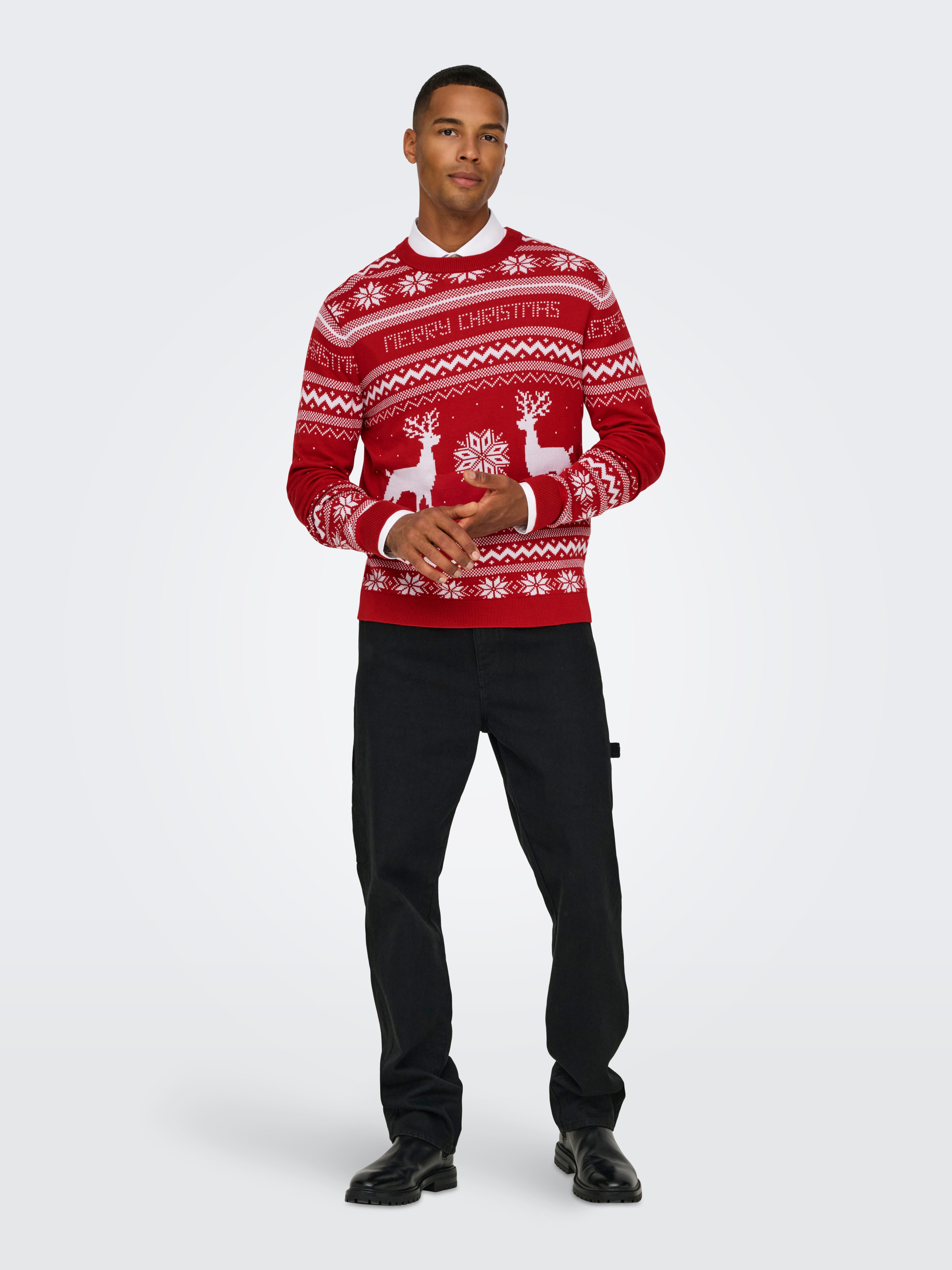 ONLY & SONS Trui met ronde hals ONSXMAS REG 5 JAQ CREW KNIT