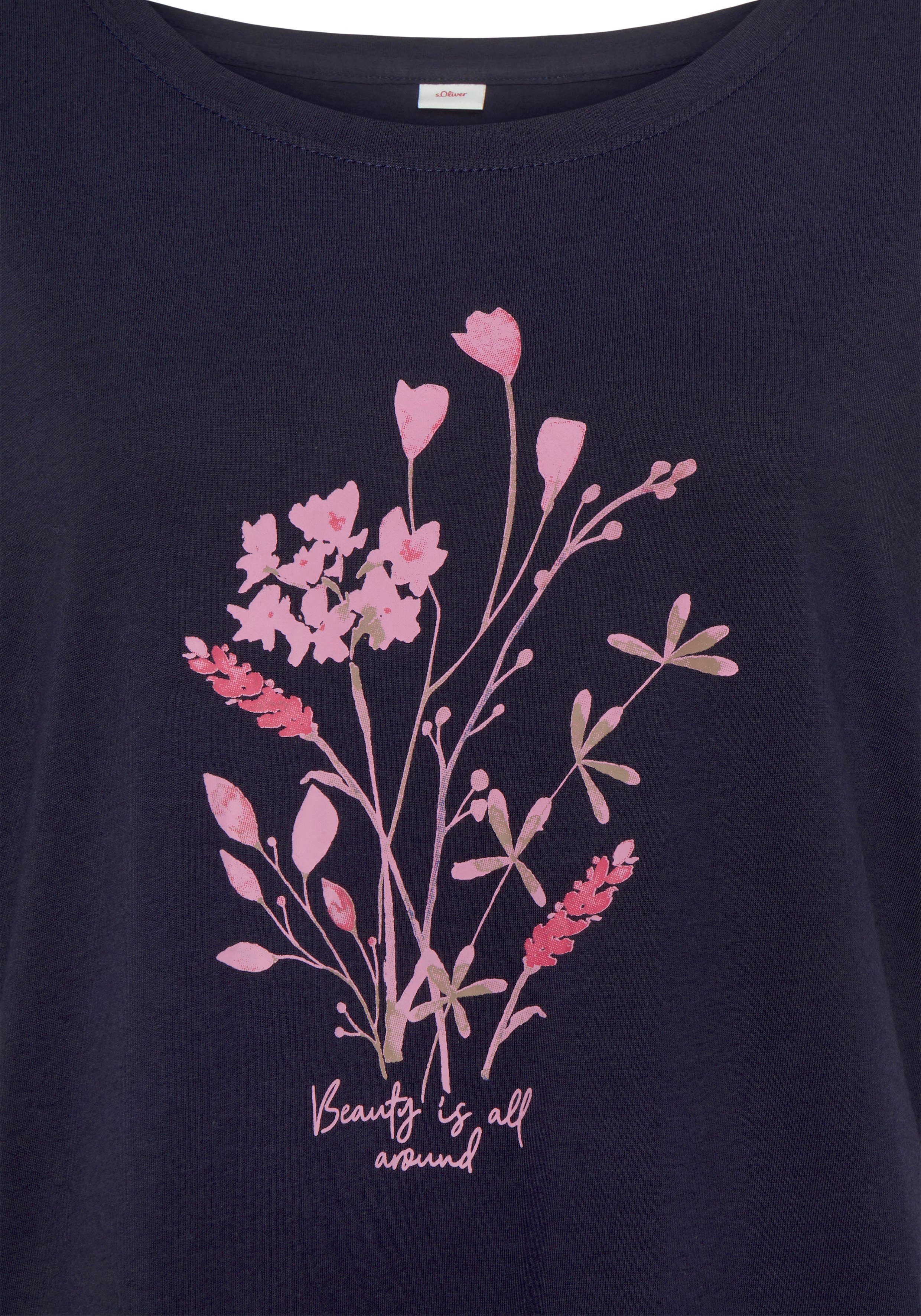 s.Oliver RED LABEL Beachwear Nachthemd met gebloemde frontprint (1-delig)