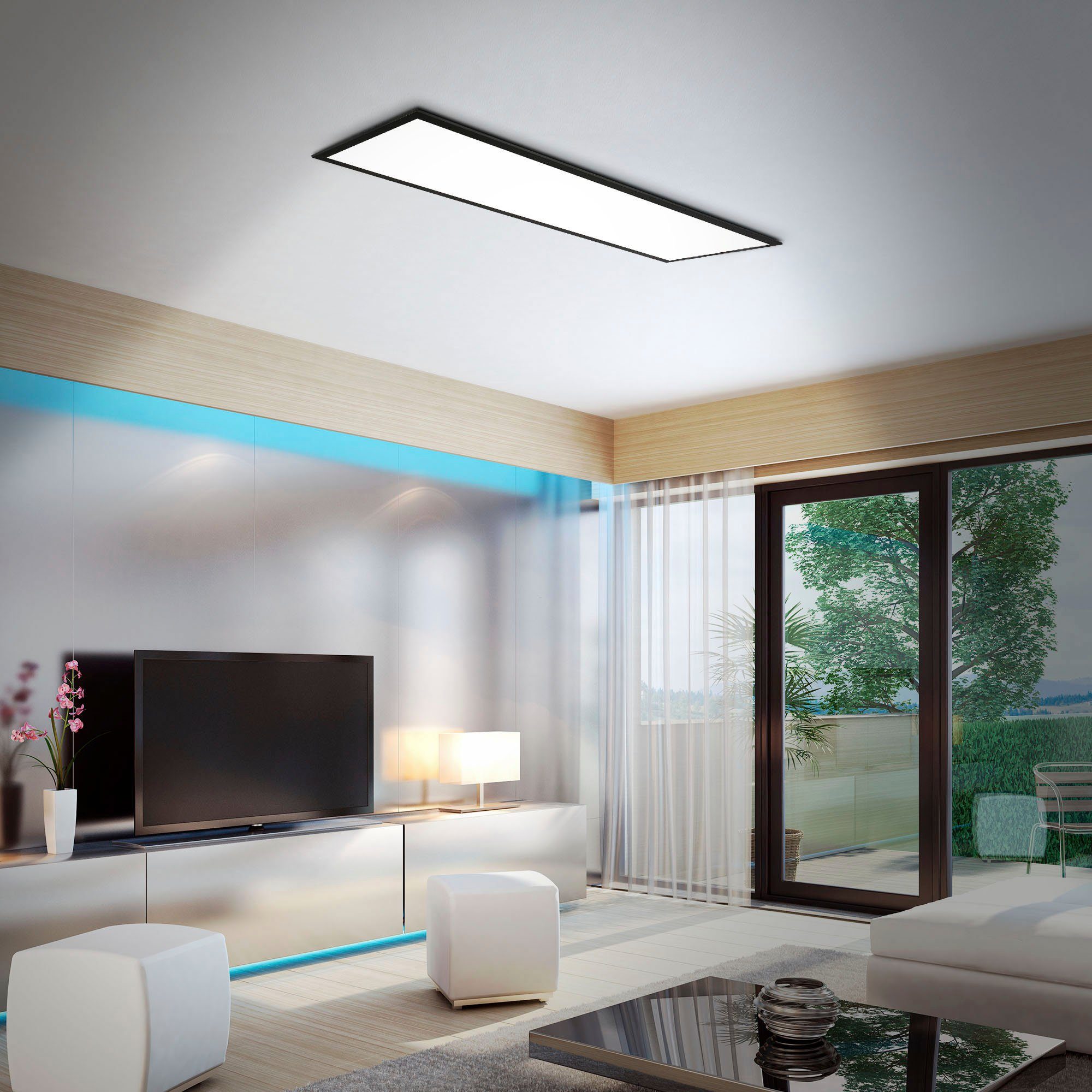 Briloner Leuchten Led-paneel 7154015 Colour Plafondlamp, 119,6x29,6x6,5 cm, zwart, 40W, woonkamer, slaapkamer