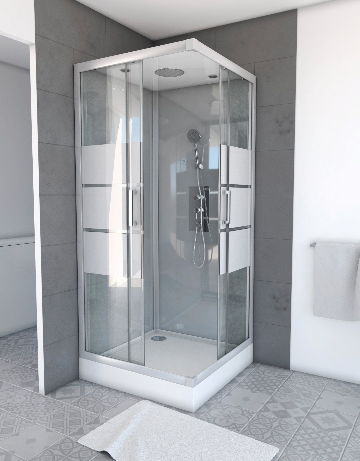 Marwell Complete douche Grey River 2 Square, 90 cm x 90 cm